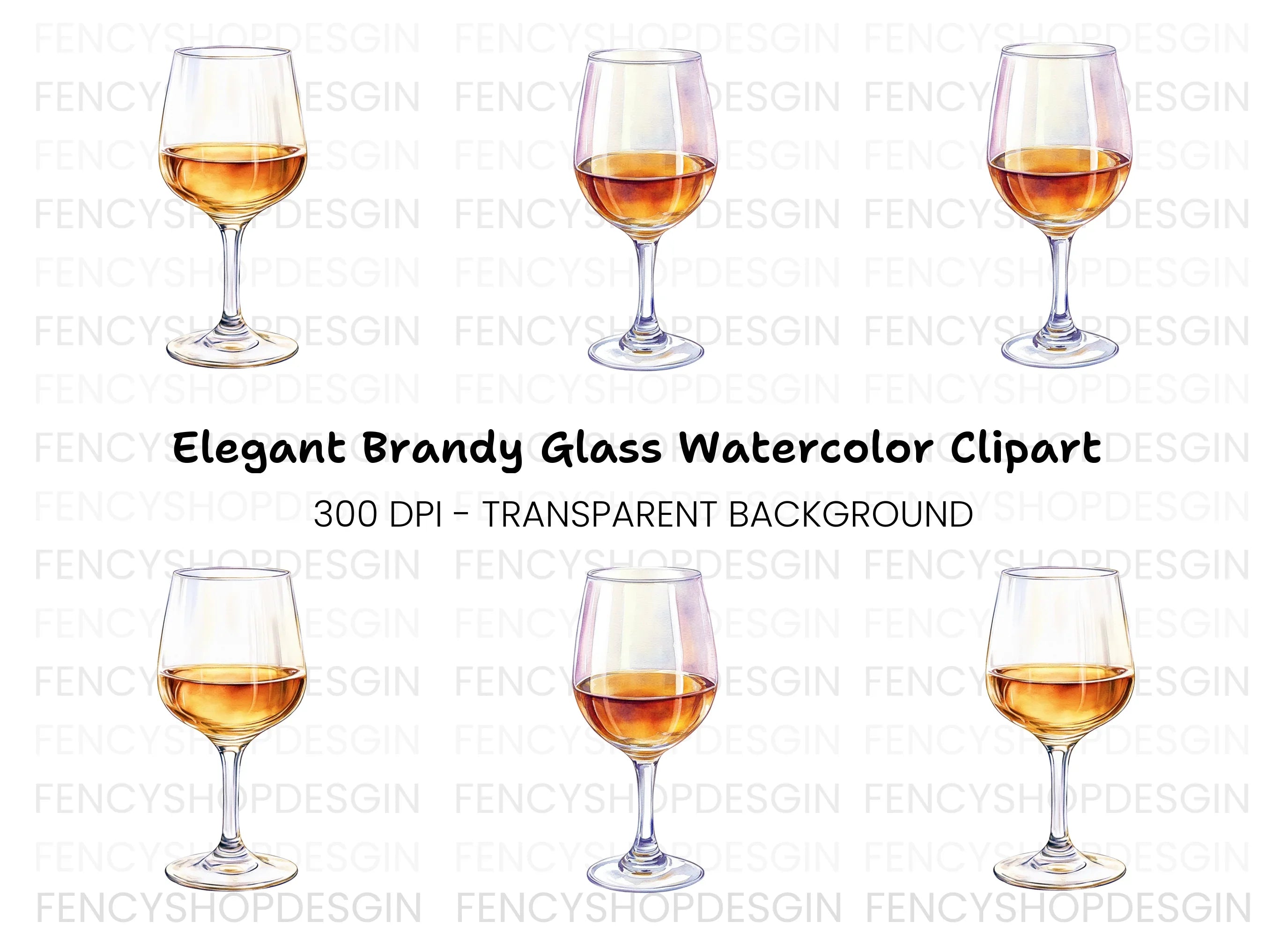 Elegant Wine Glasses Clipart Bundle