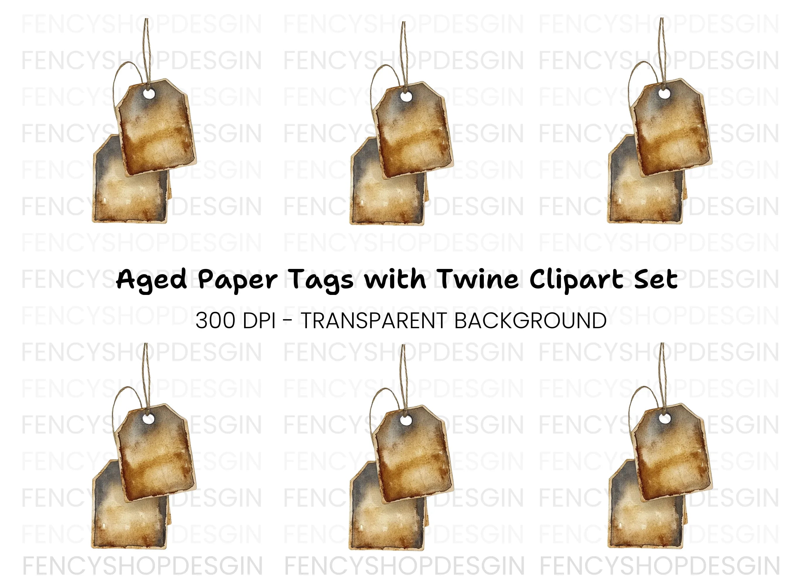 Rustic Hanging Tags Clipart Bundle