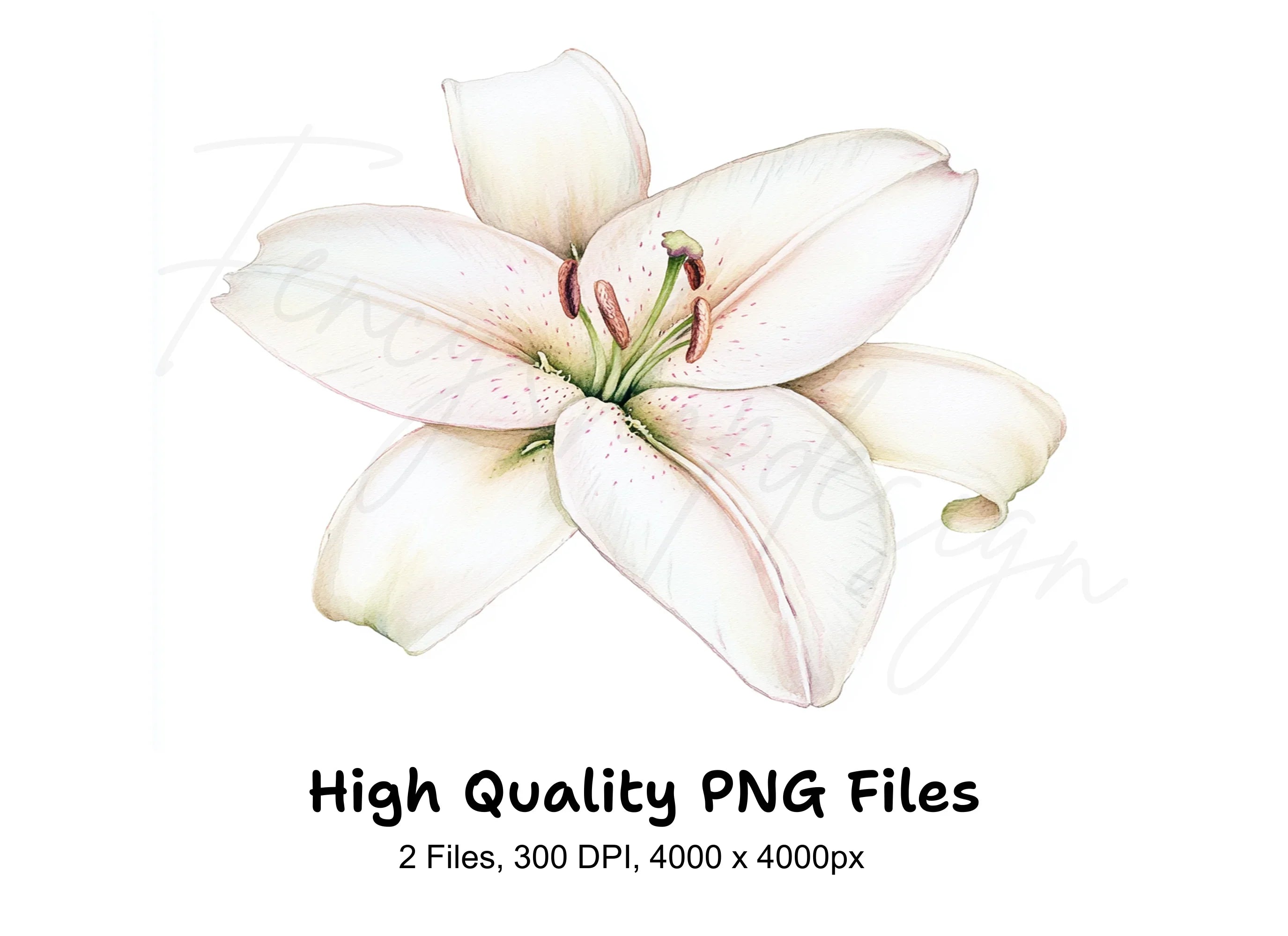 Elegant White Lily Flower Clipart Bundle