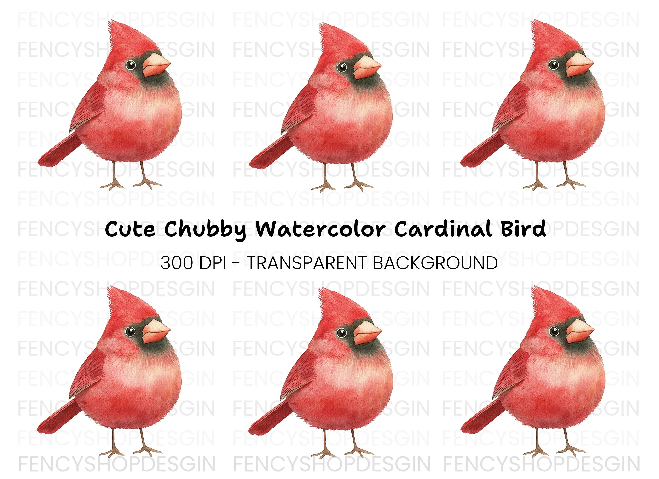 Cute Cardinal Bird Clipart Bundle