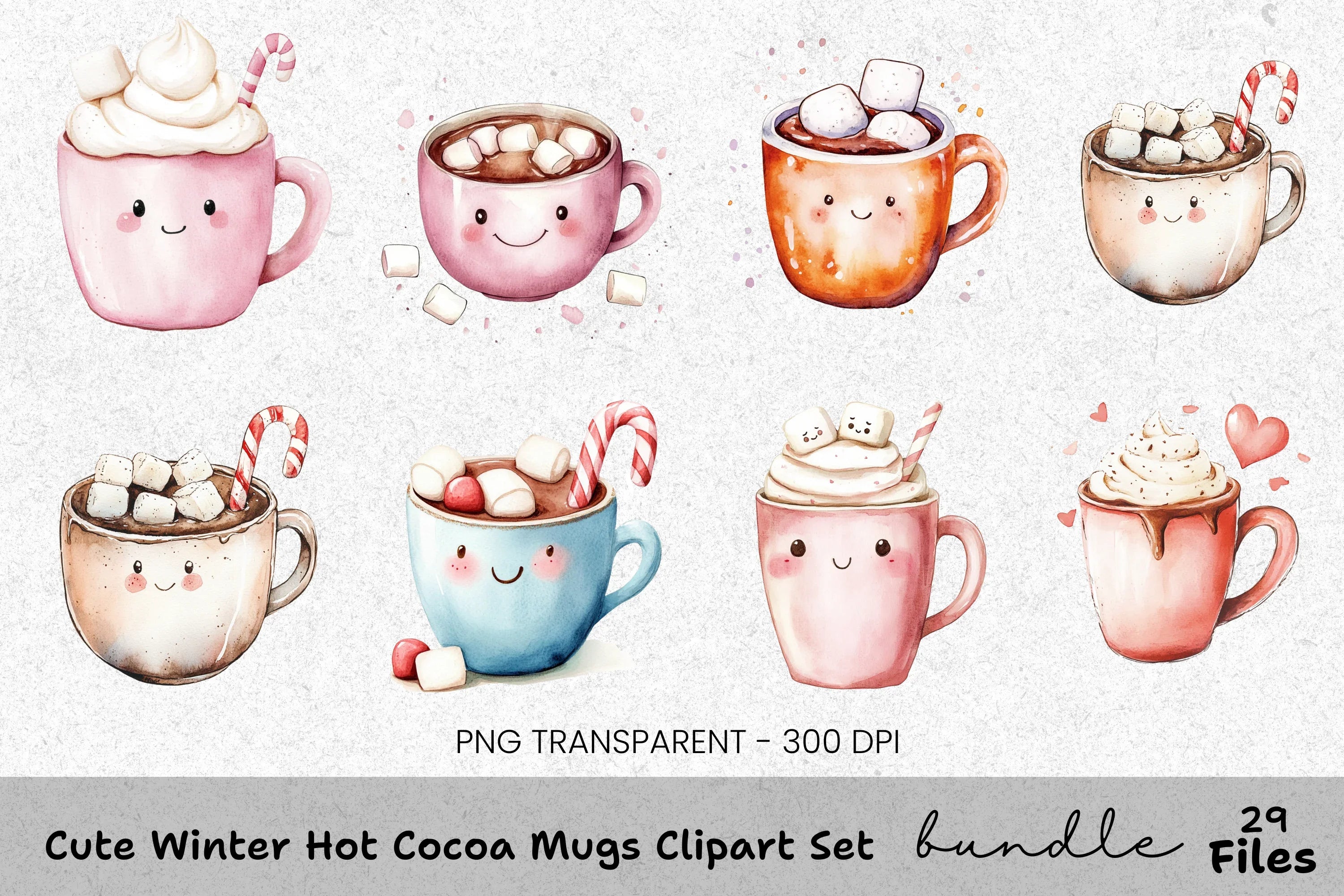 Cute Christmas Mugs Clipart Bundle