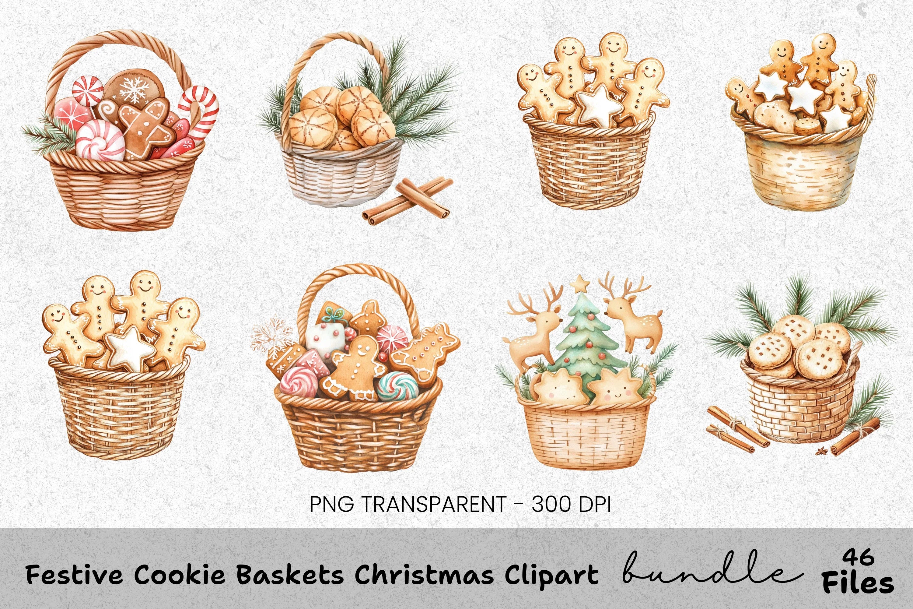 Christmas Treats Baskets Clipart Bundle