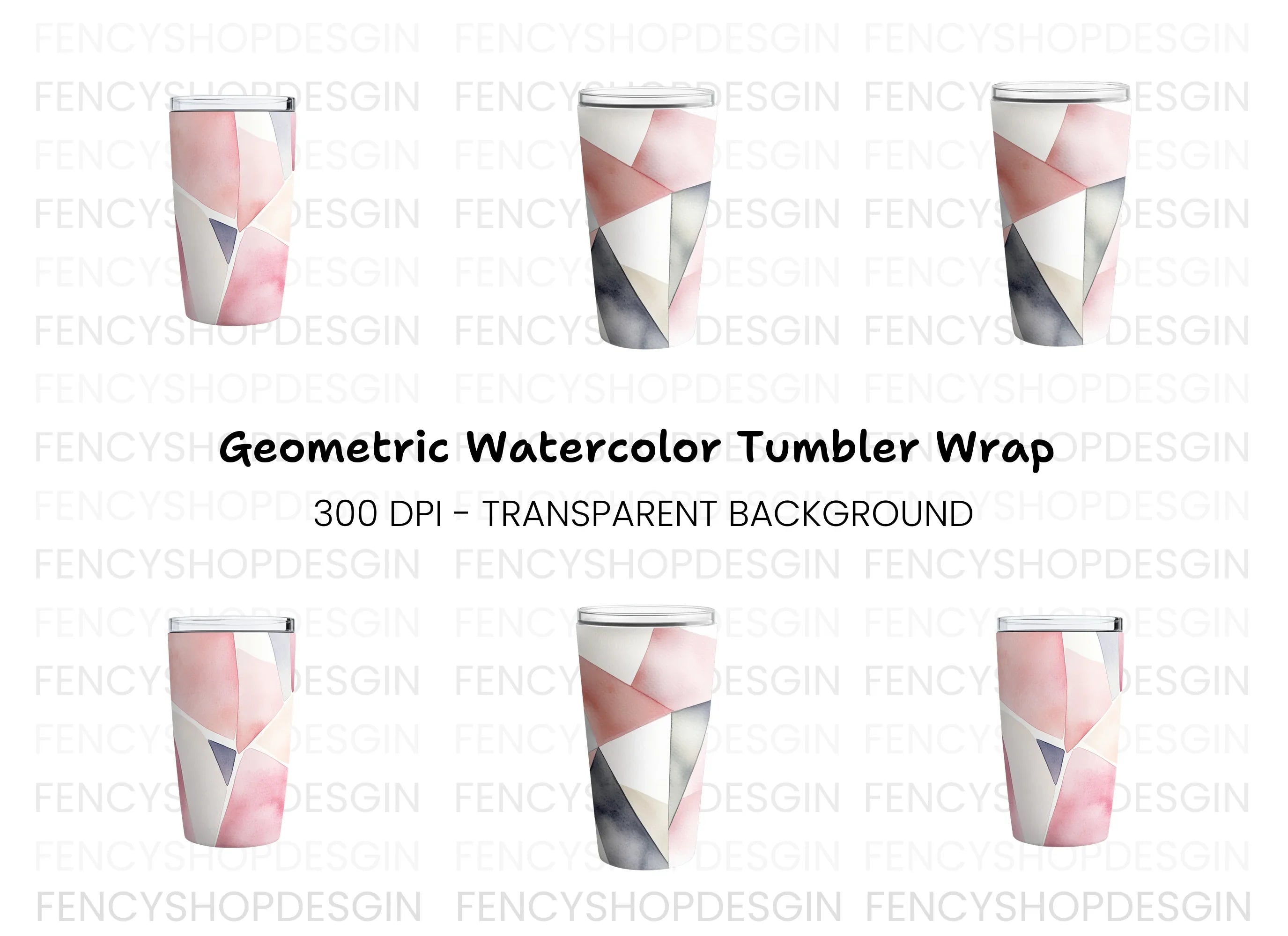 Pink Geometric Tumbler Clipart Bundle