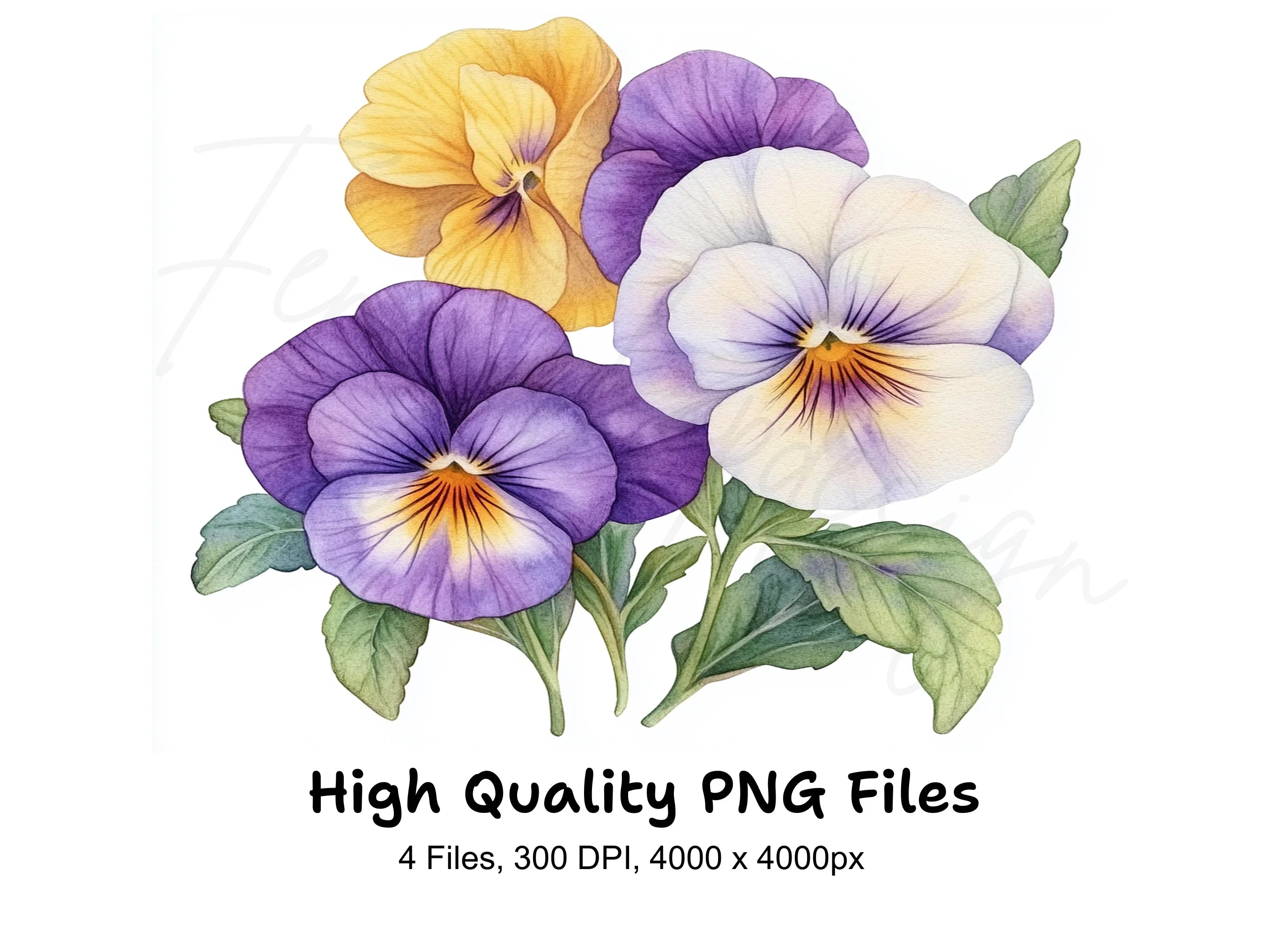 Vibrant Pansy Clipart Bundle
