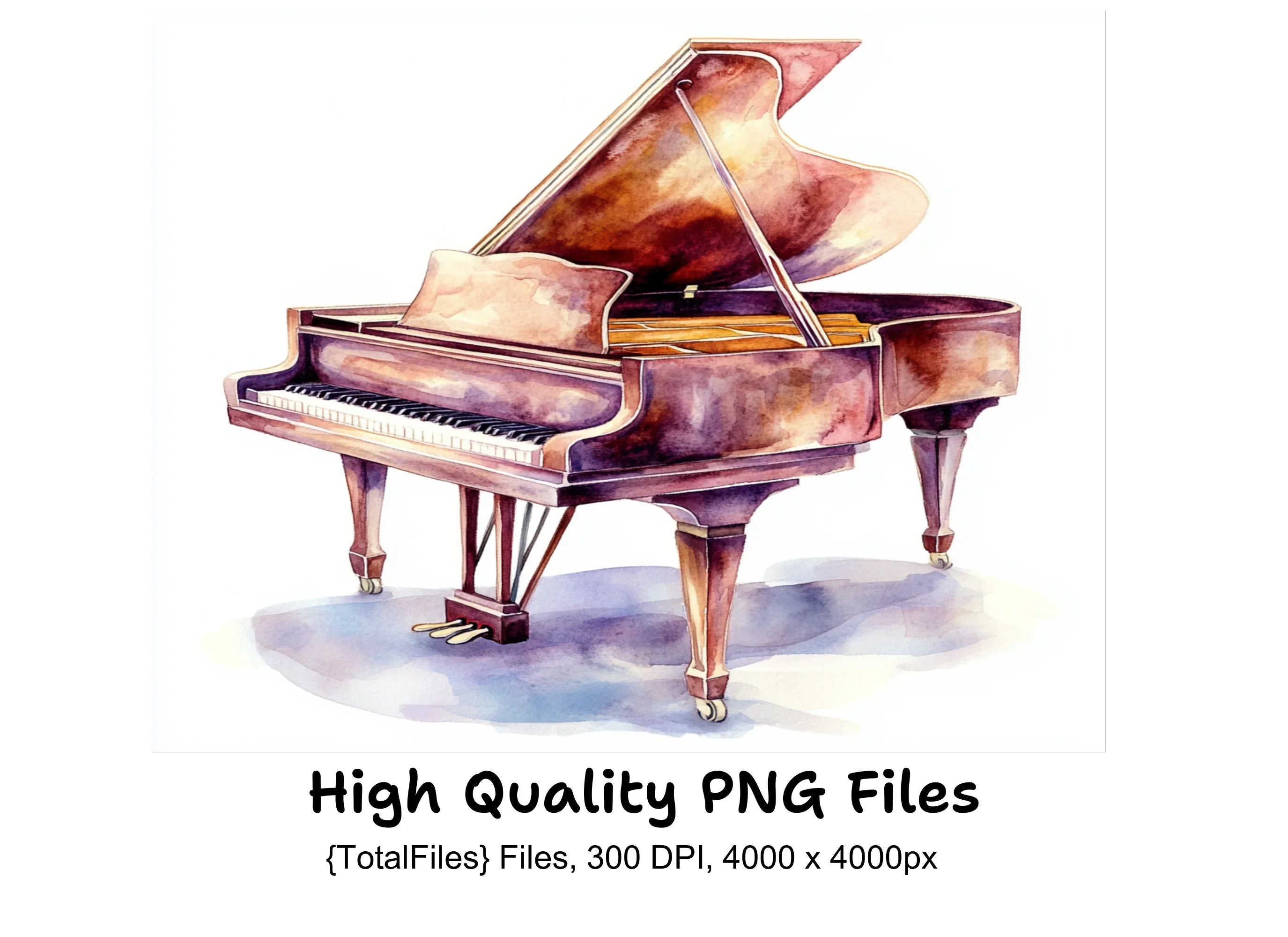Vintage Grand Piano Clipart Bundle
