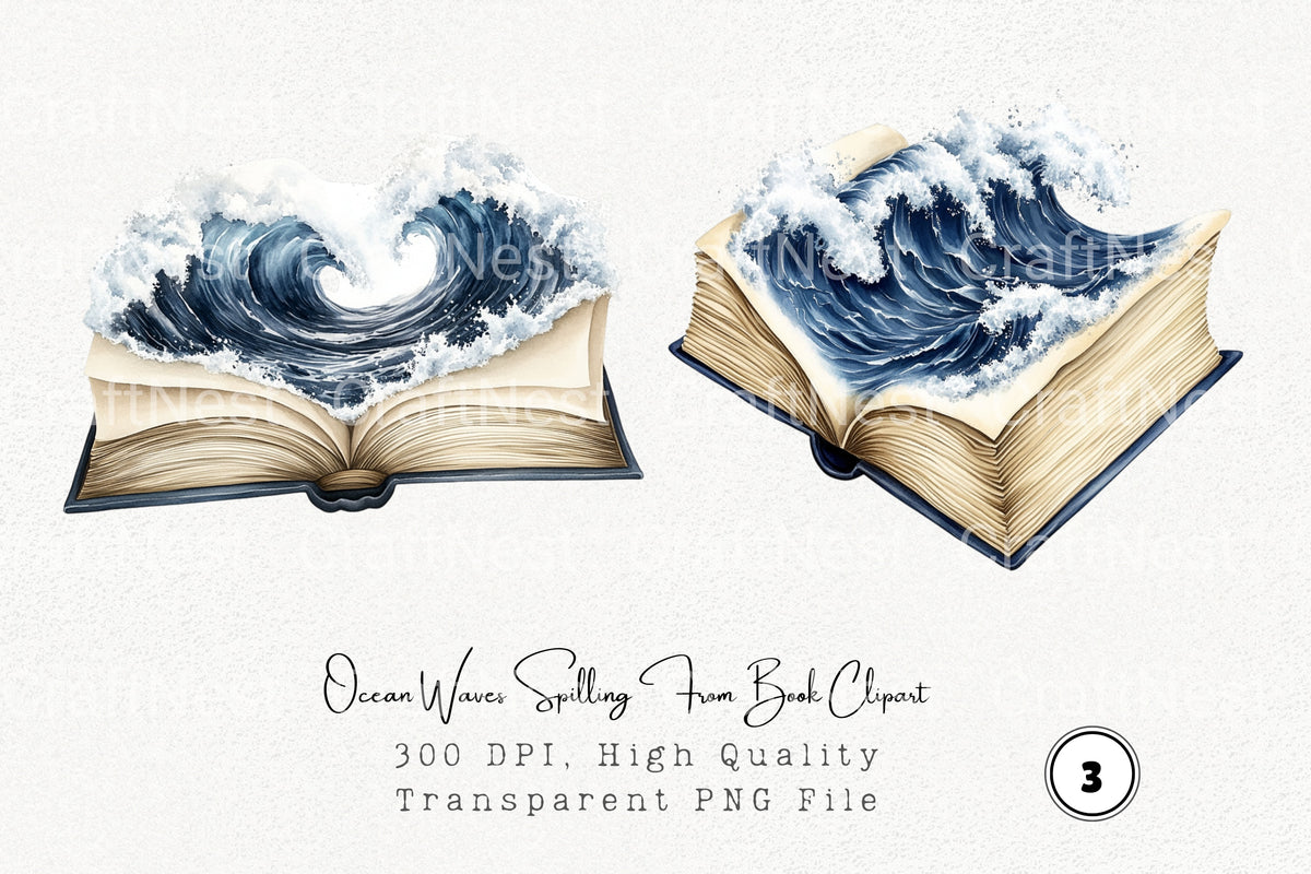 Ocean Waves Spilling From Clipart Planner