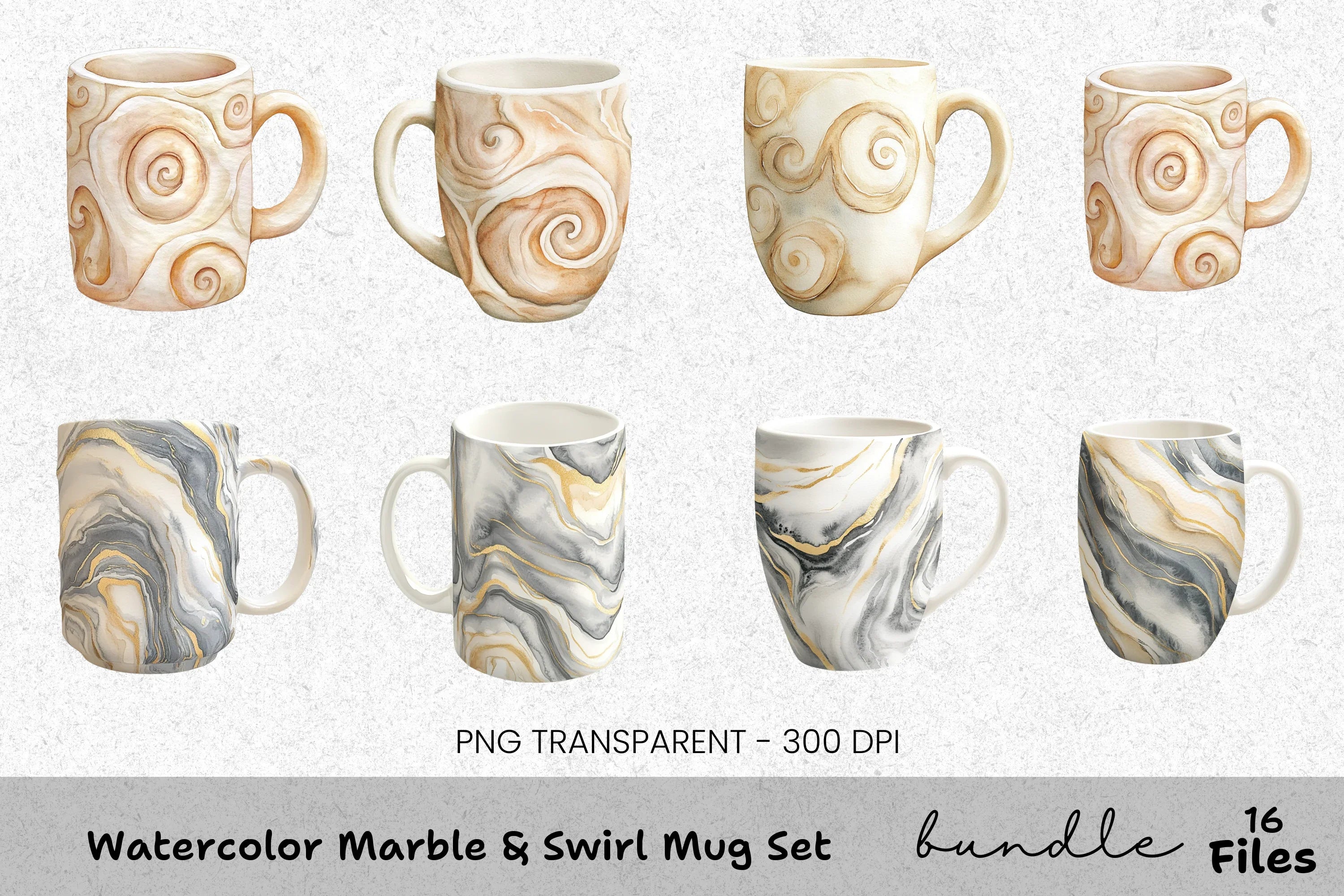 Marble Swirl Clipart Bundle