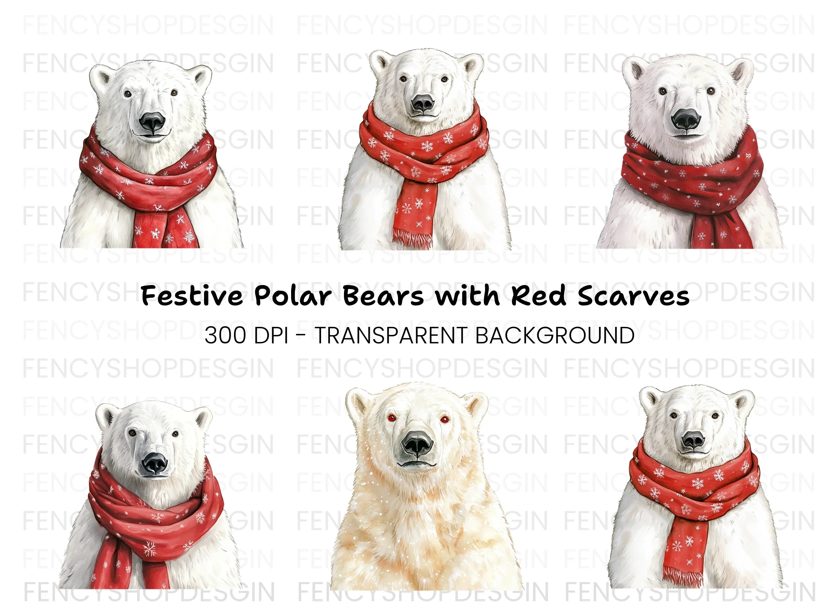 Festive Polar Bear Clipart Bundle