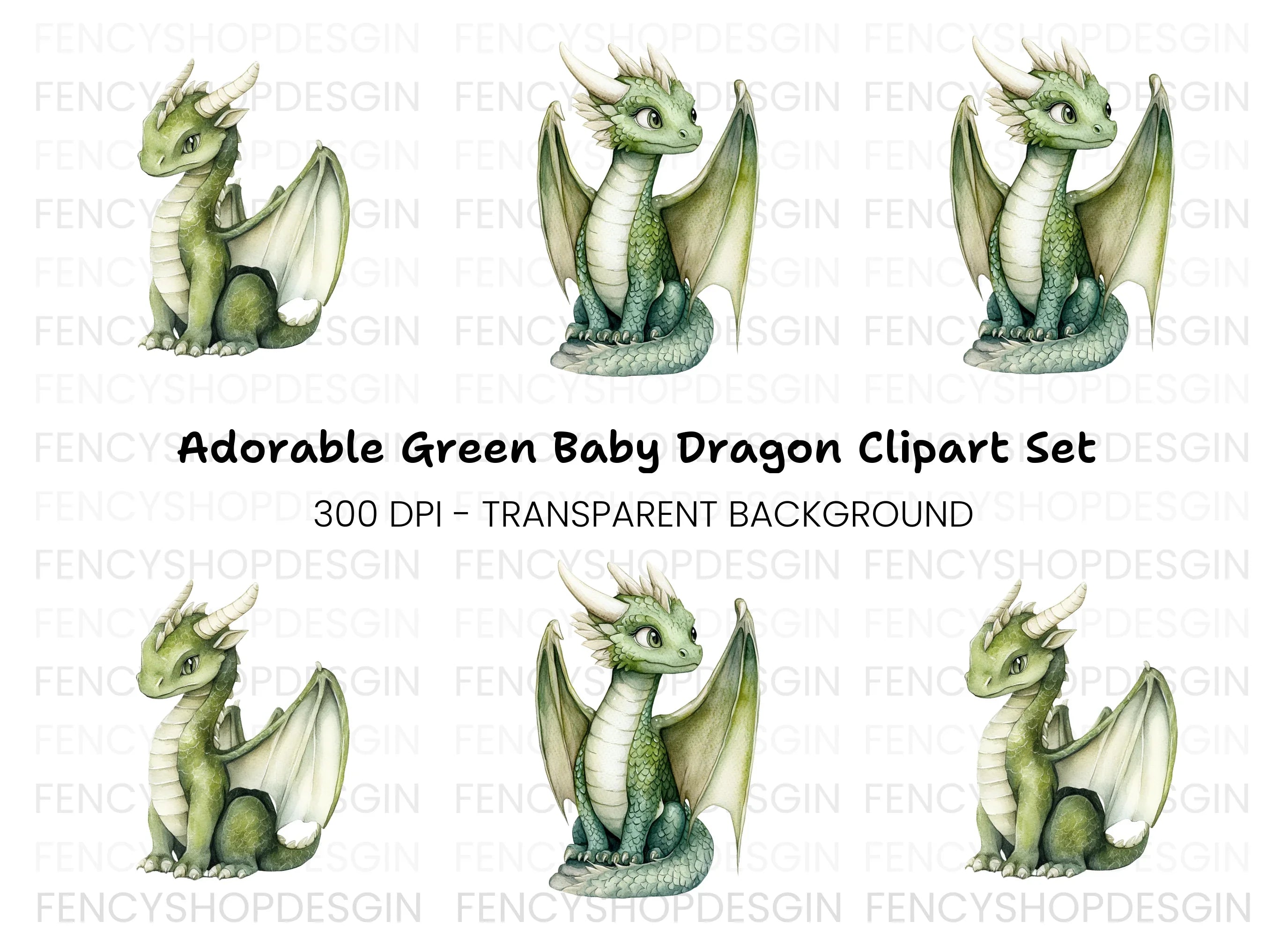 Green Dragon Clipart Bundle