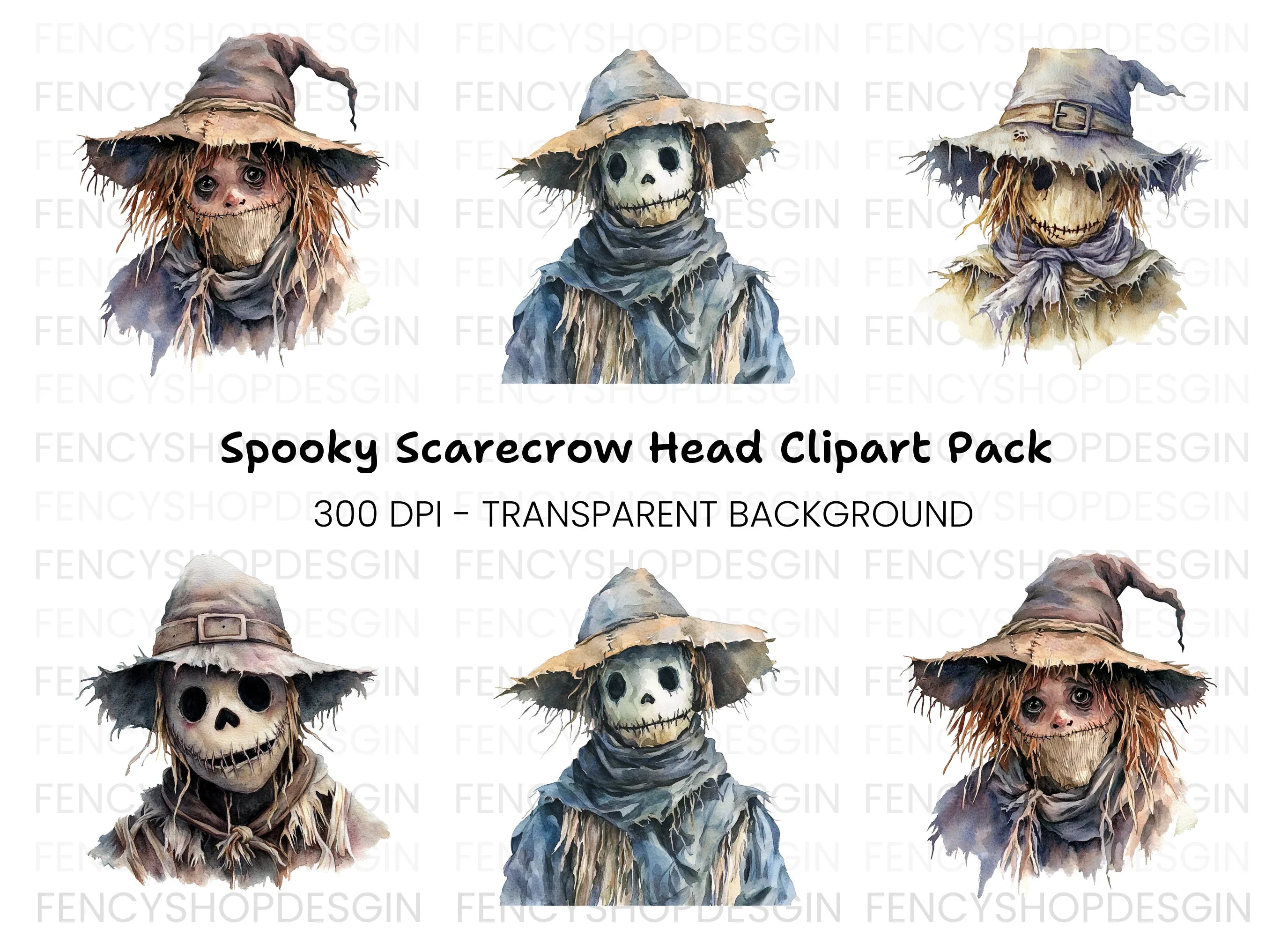 Spooky Scarecrow Halloween Clipart Bundle