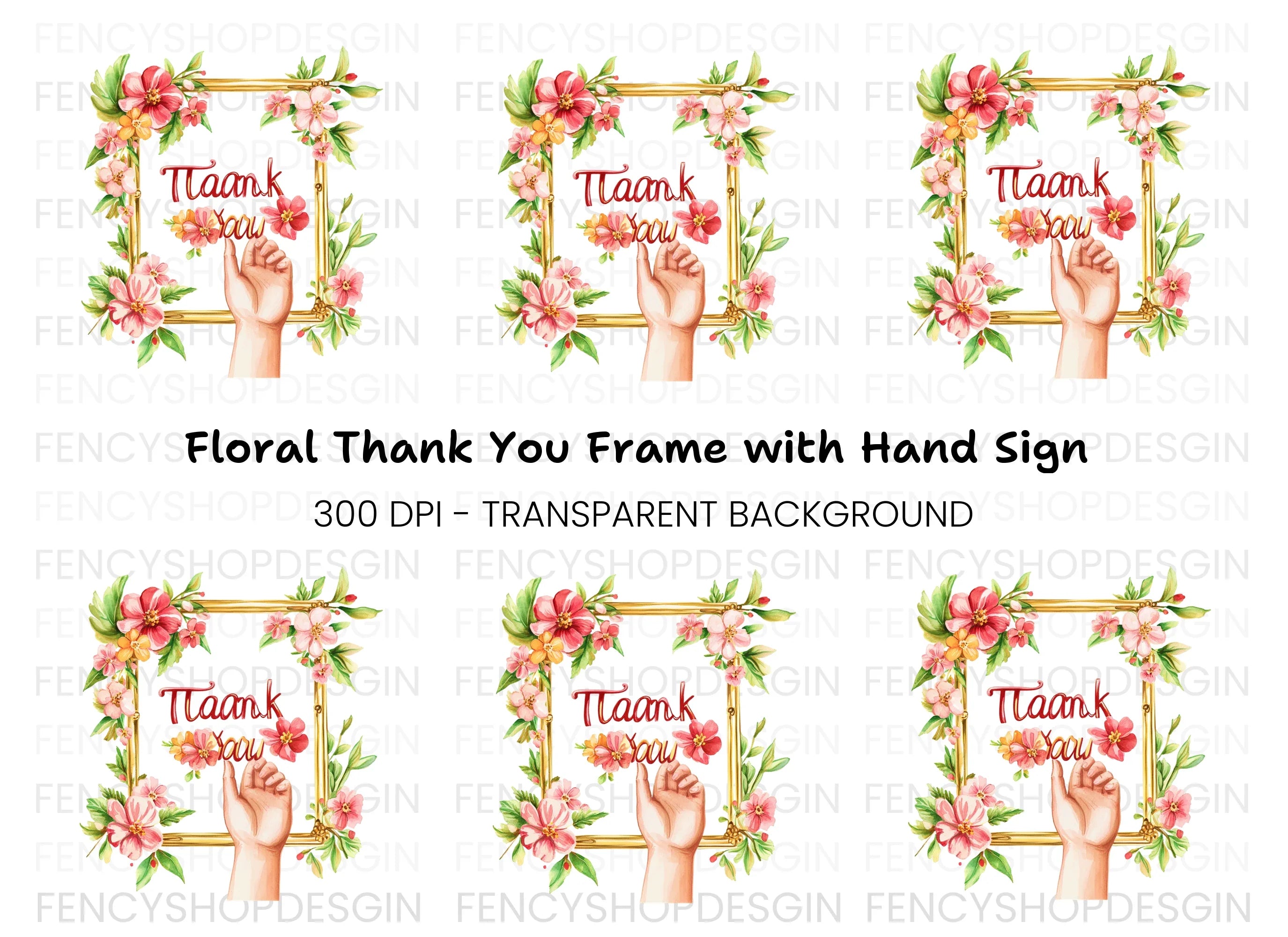 Thank You Floral Frame Clipart Bundle