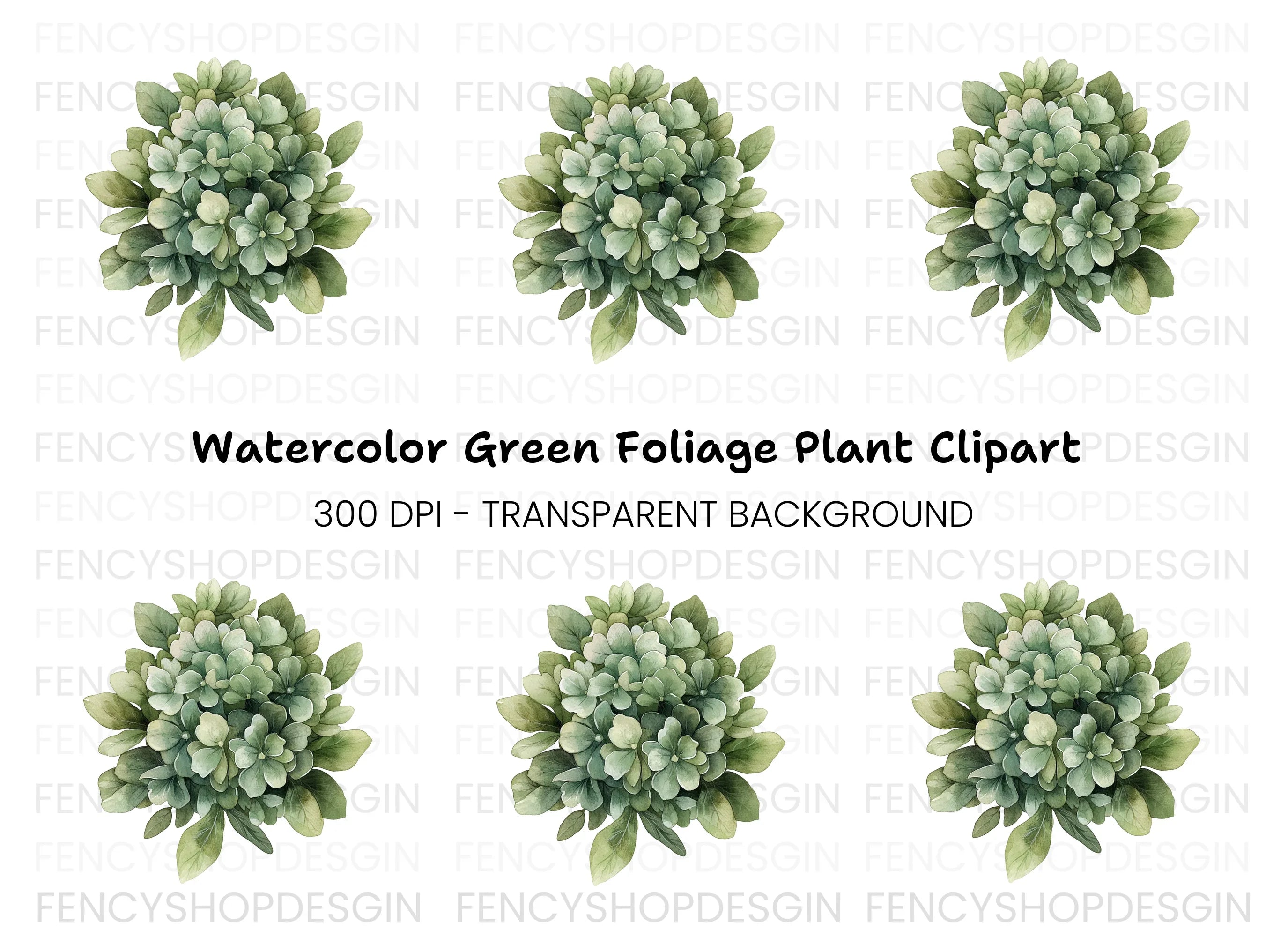 Green Hydrangea Clipart Bundle
