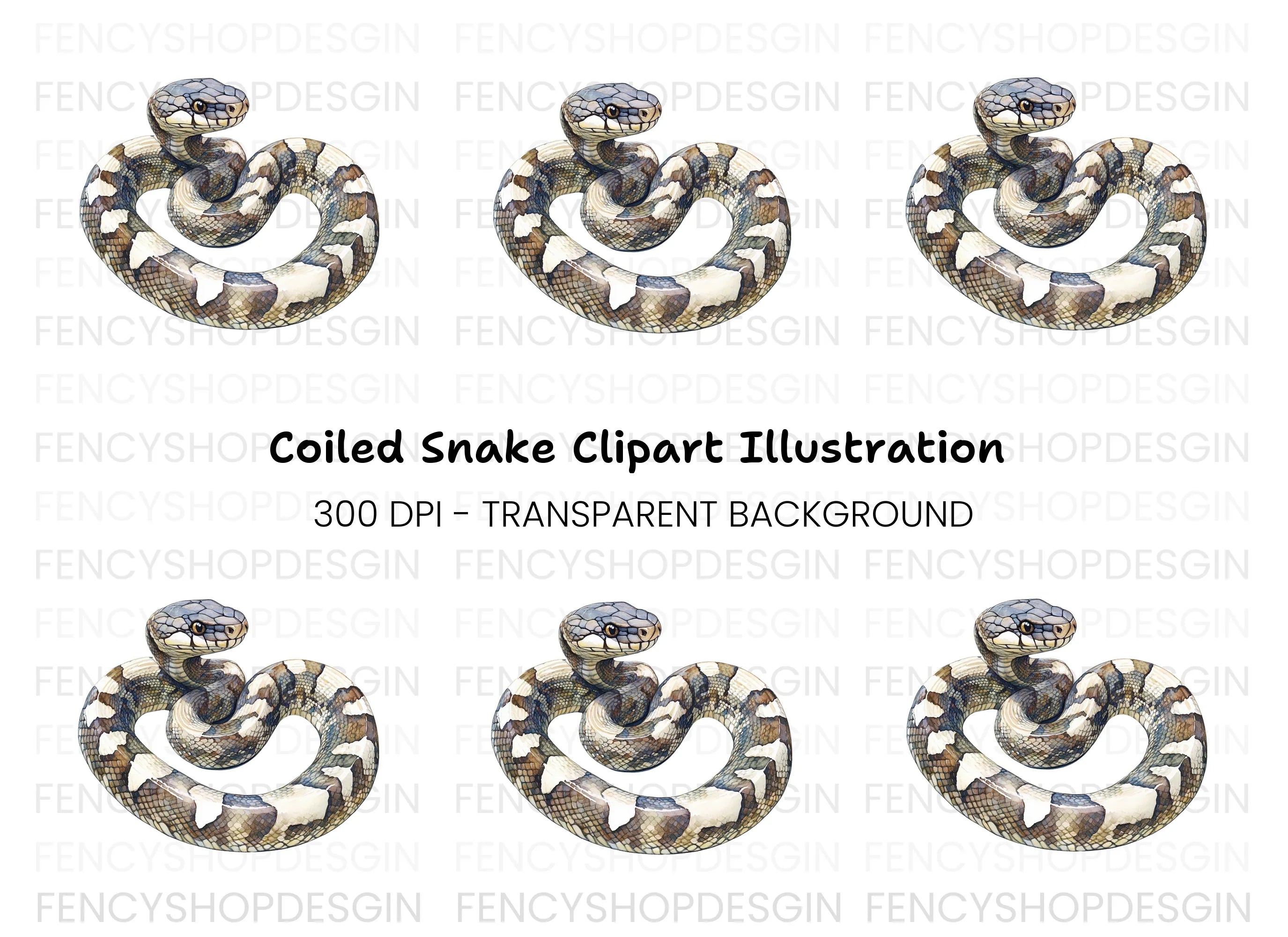 Coiled Snake Clipart Bundle