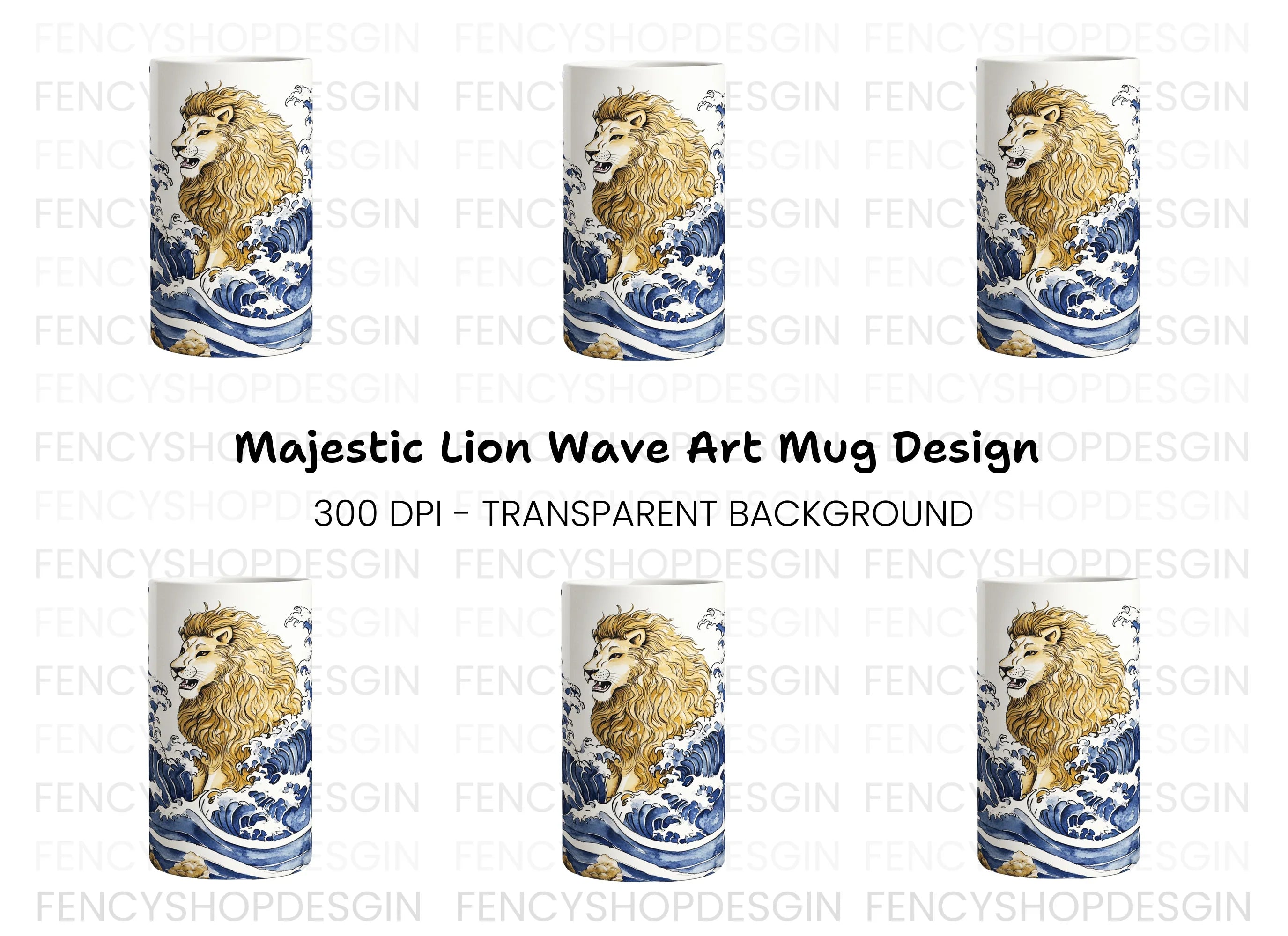 Dynamic Lion in Waves Clipart Bundle