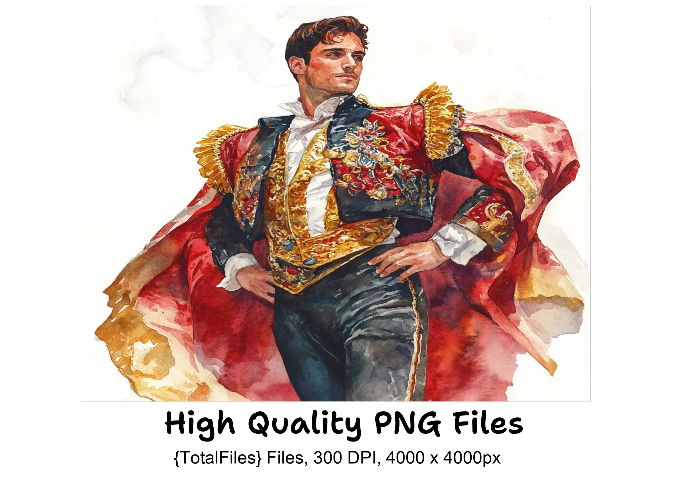 Elegant Matador in Red Cape Clipart Bundle