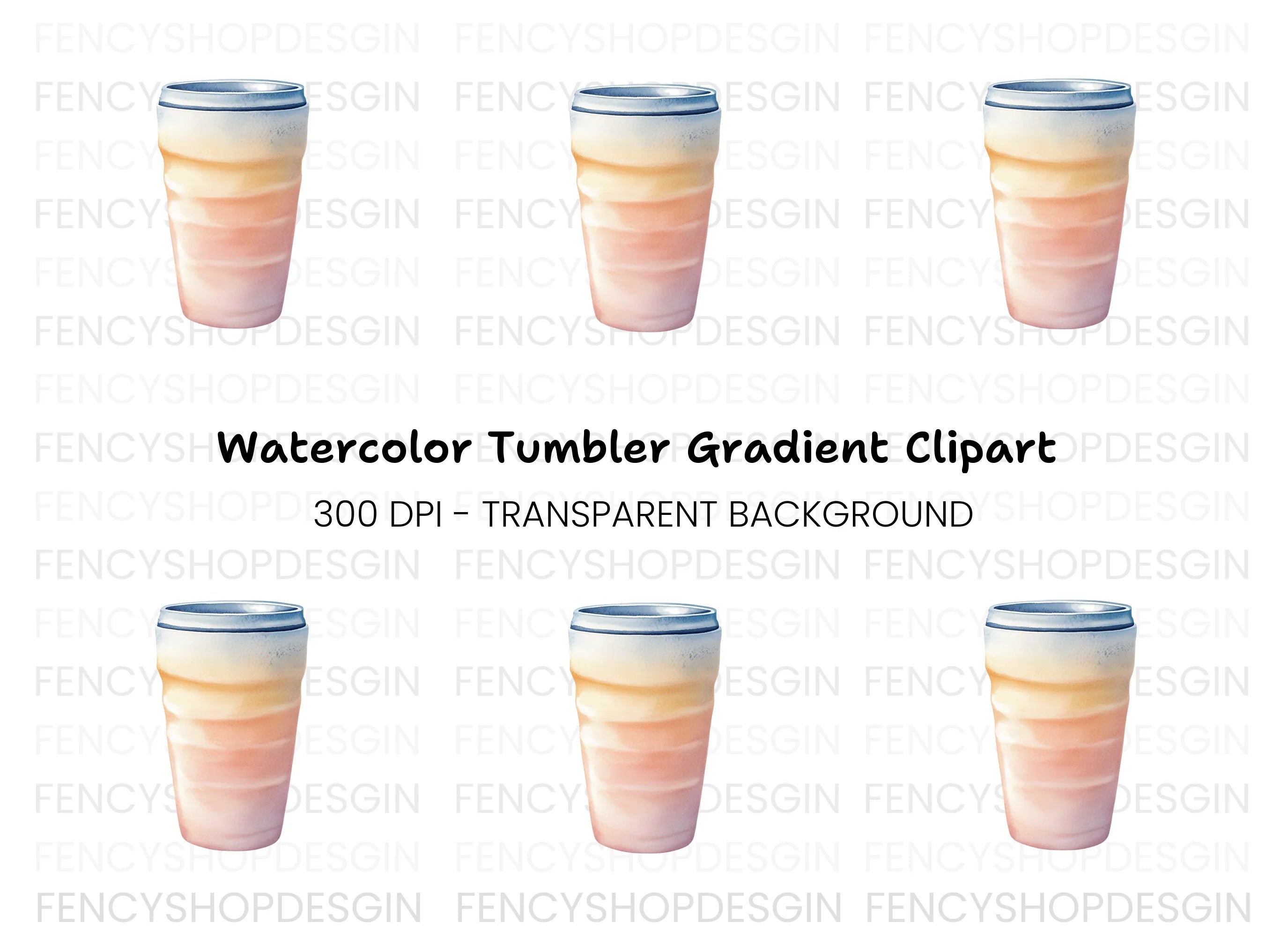 Ombre Coffee Cup Clipart Bundle