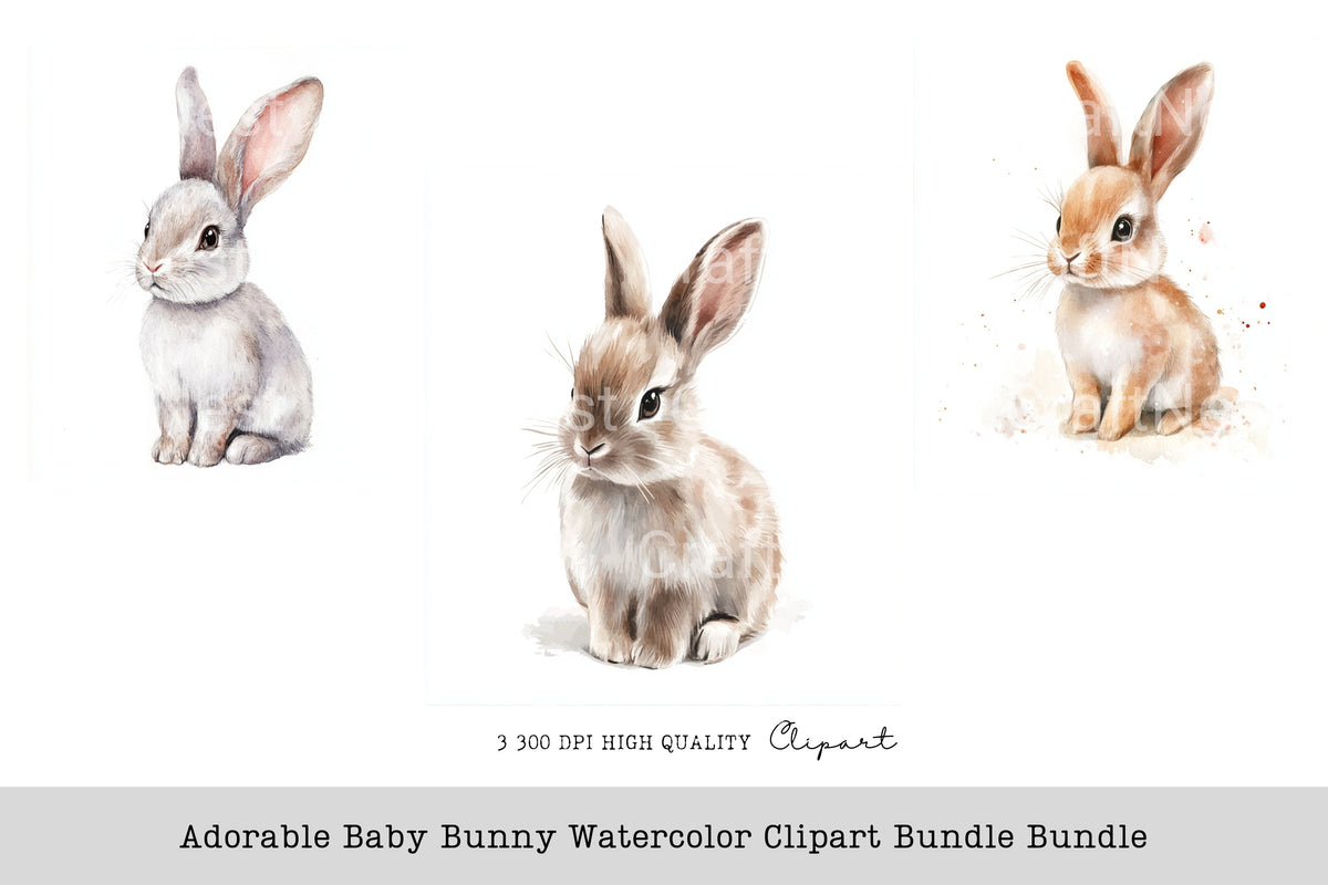 Adorable Baby Bunny Clipart Bundle