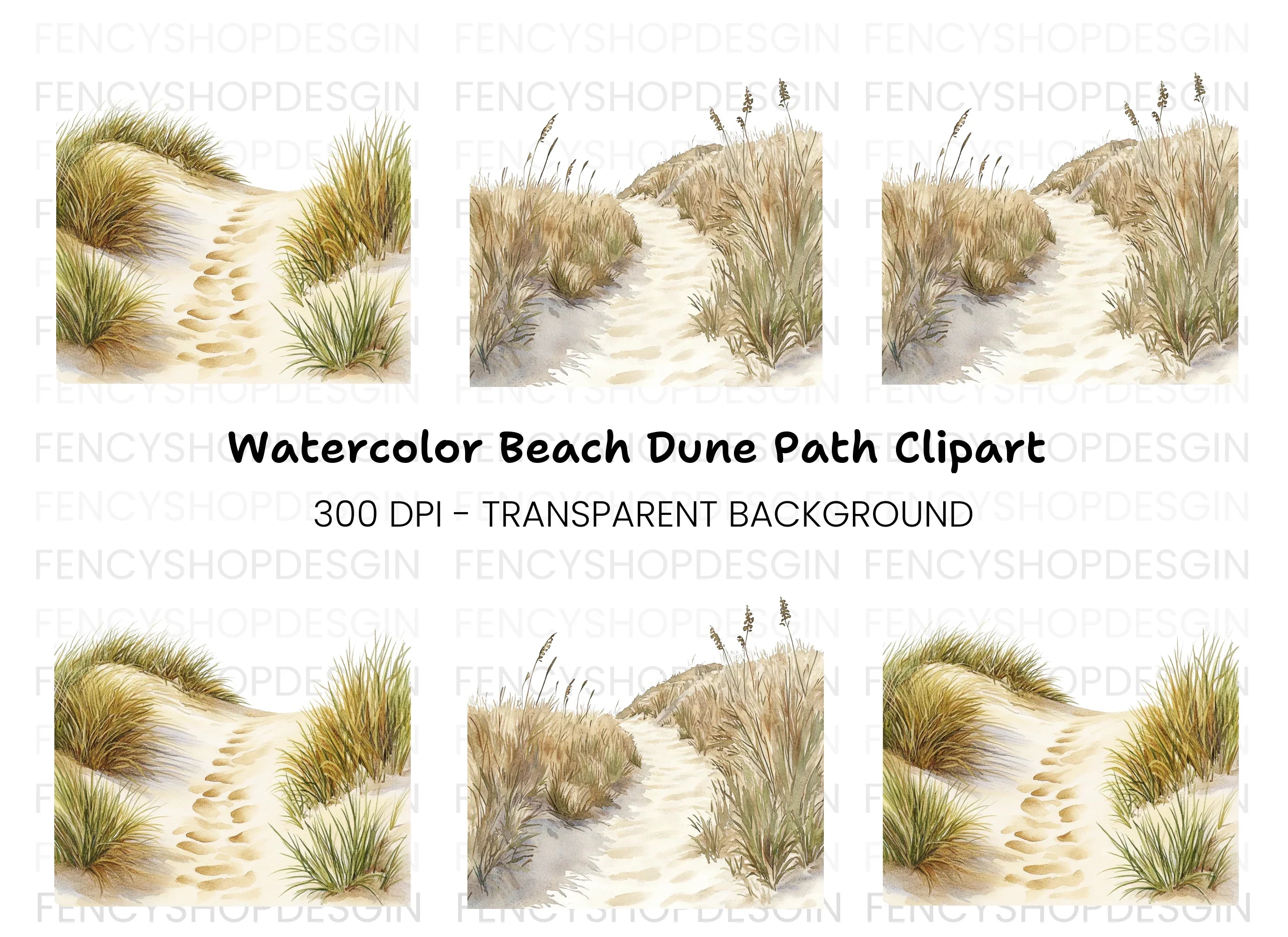 Beach Dunes Path Clipart Bundle
