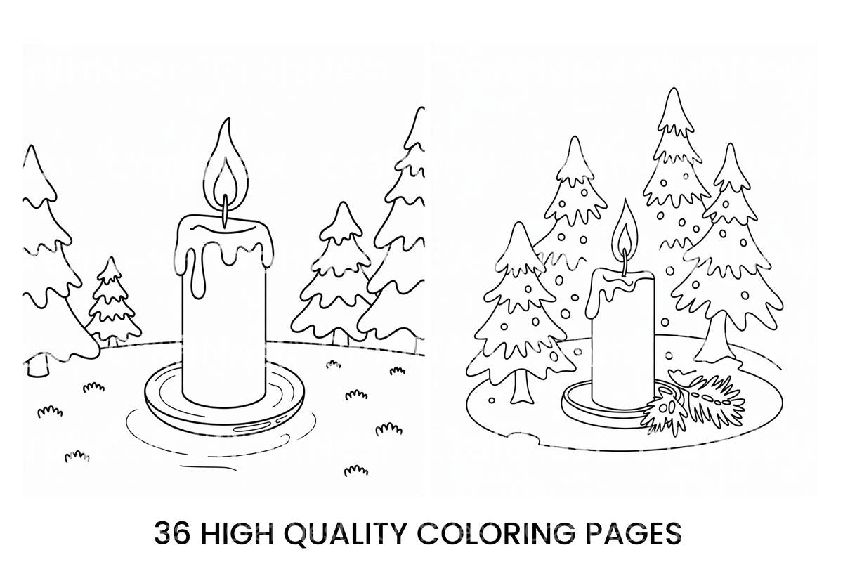 Winter Candle Mitten Coloring Books