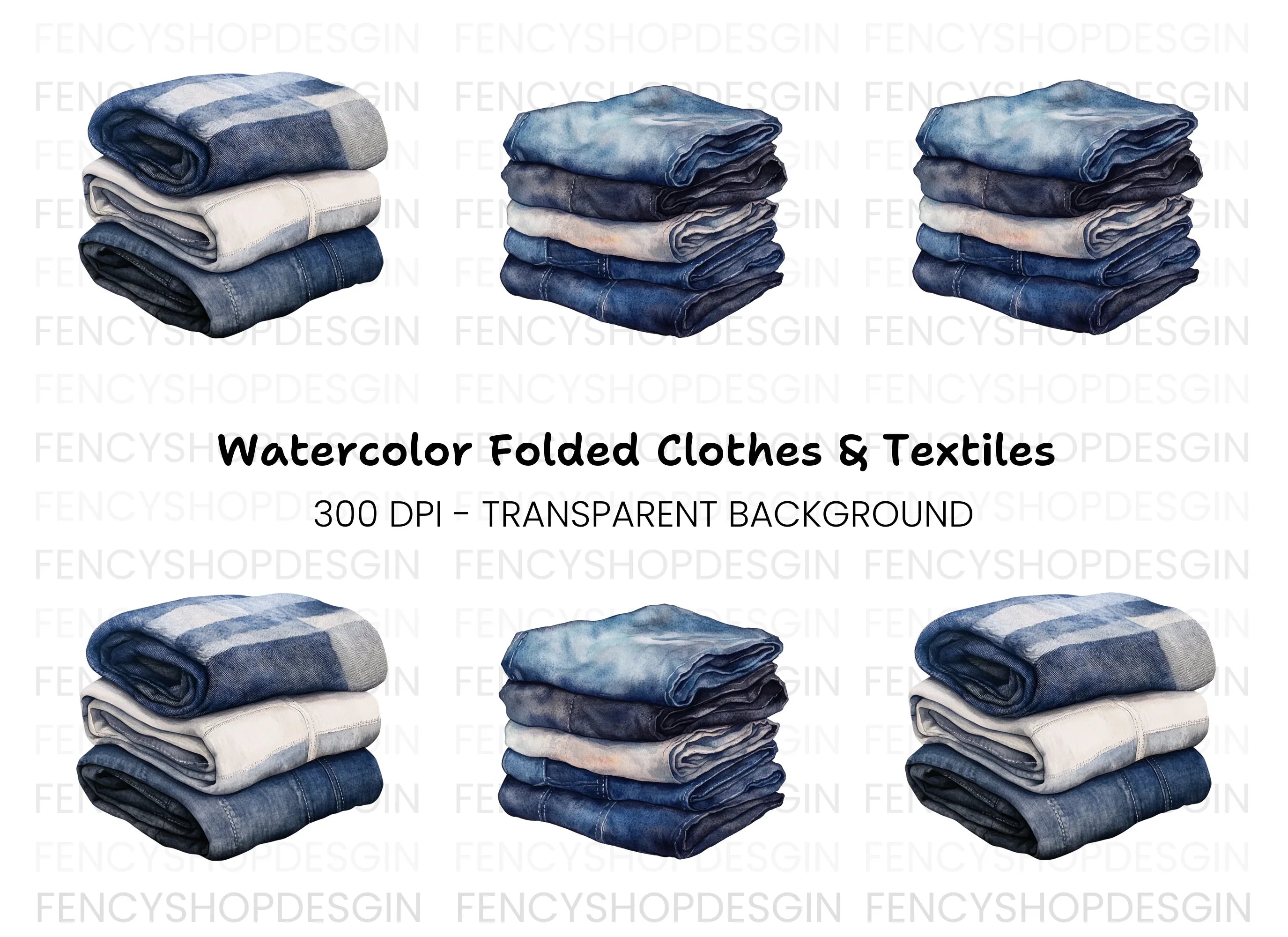 Stacked Jeans Clipart Bundle