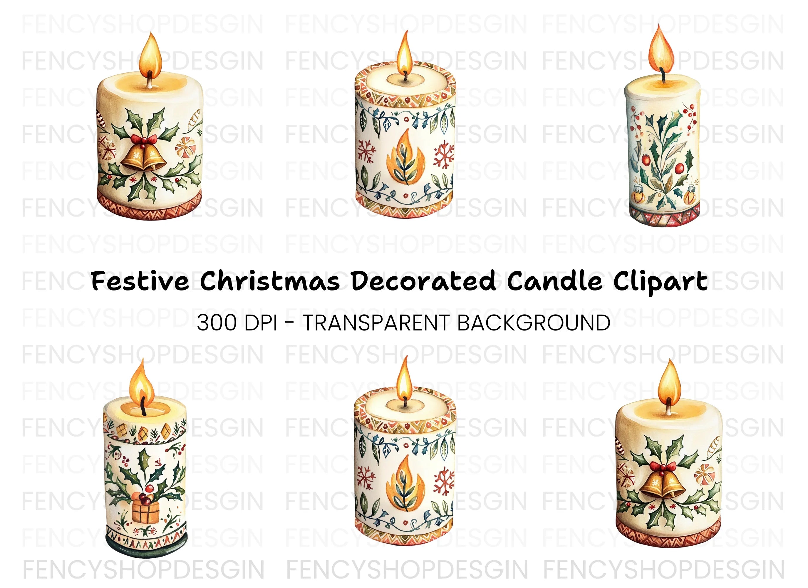 Christmas Candle Clipart Bundle