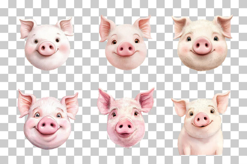 Funny Pig Face Clipart Bundle - CraftNest - Digital Crafting and Art