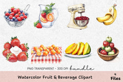 Fruit & Beverage Clipart Bundle - CraftNest - Digital Crafting and Art