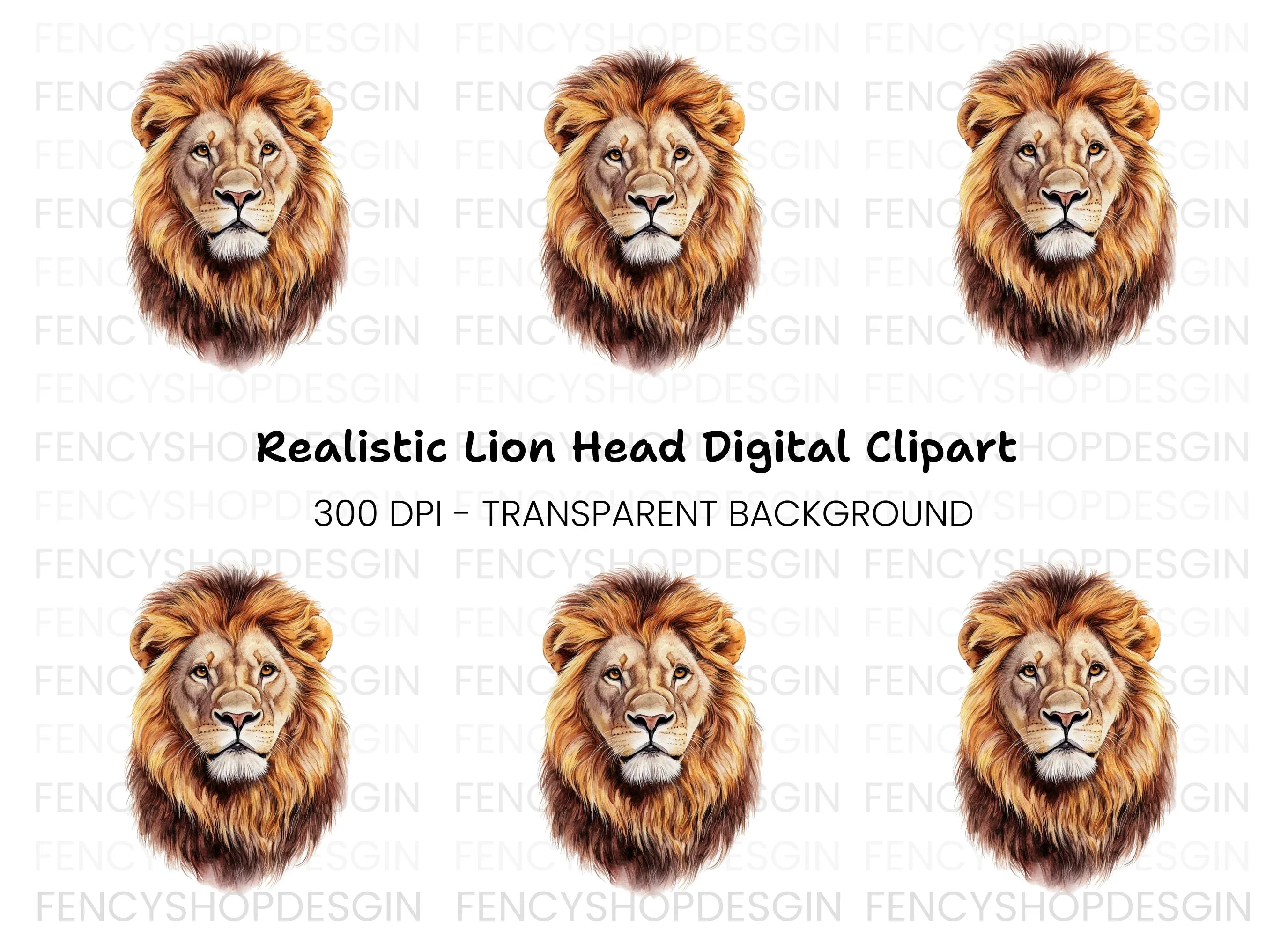 Fierce Lion Head Clipart Bundle