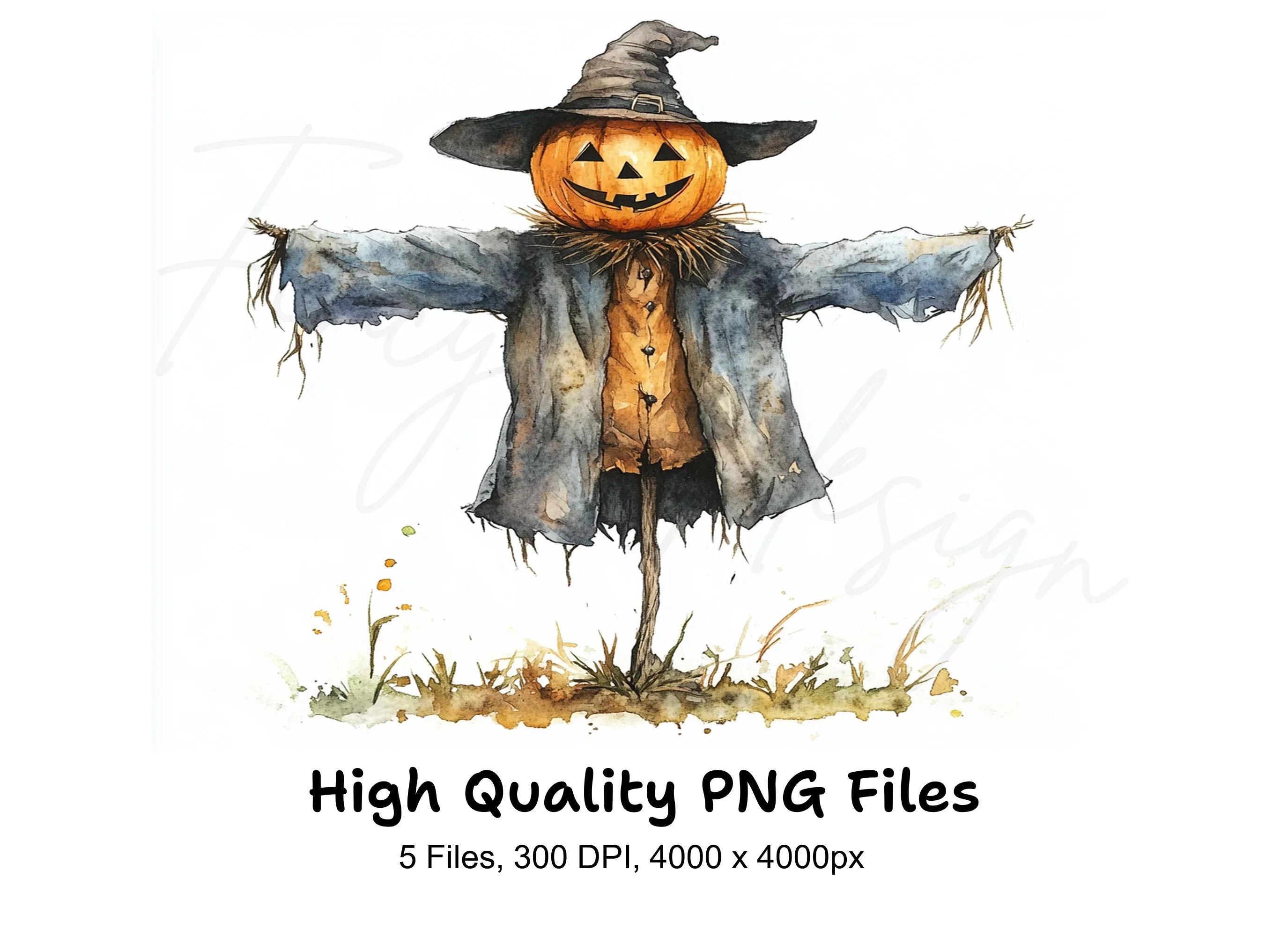 Cute Scarecrow Halloween Clipart Bundle