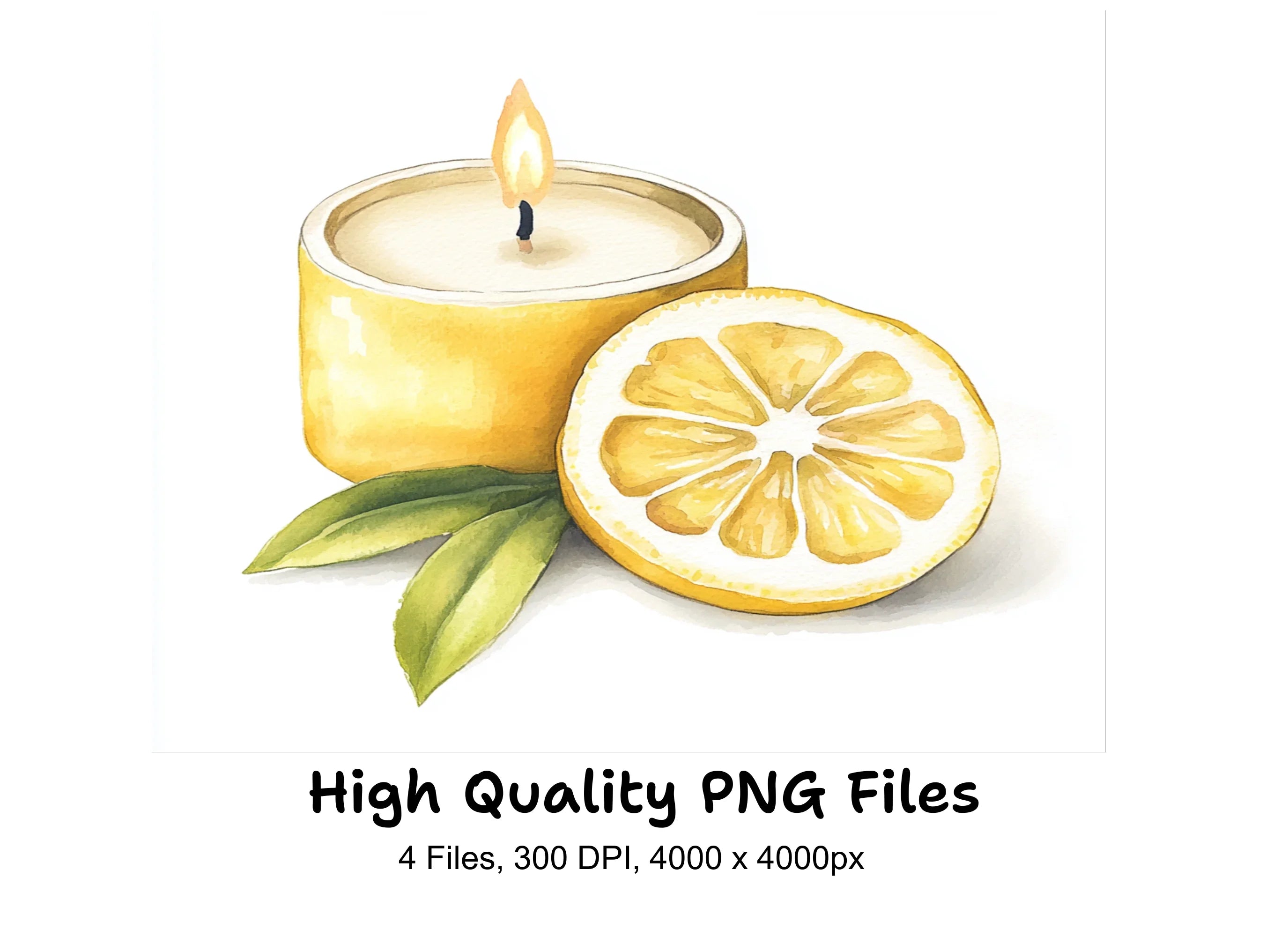 Lemon Scented Candle Clipart Bundle