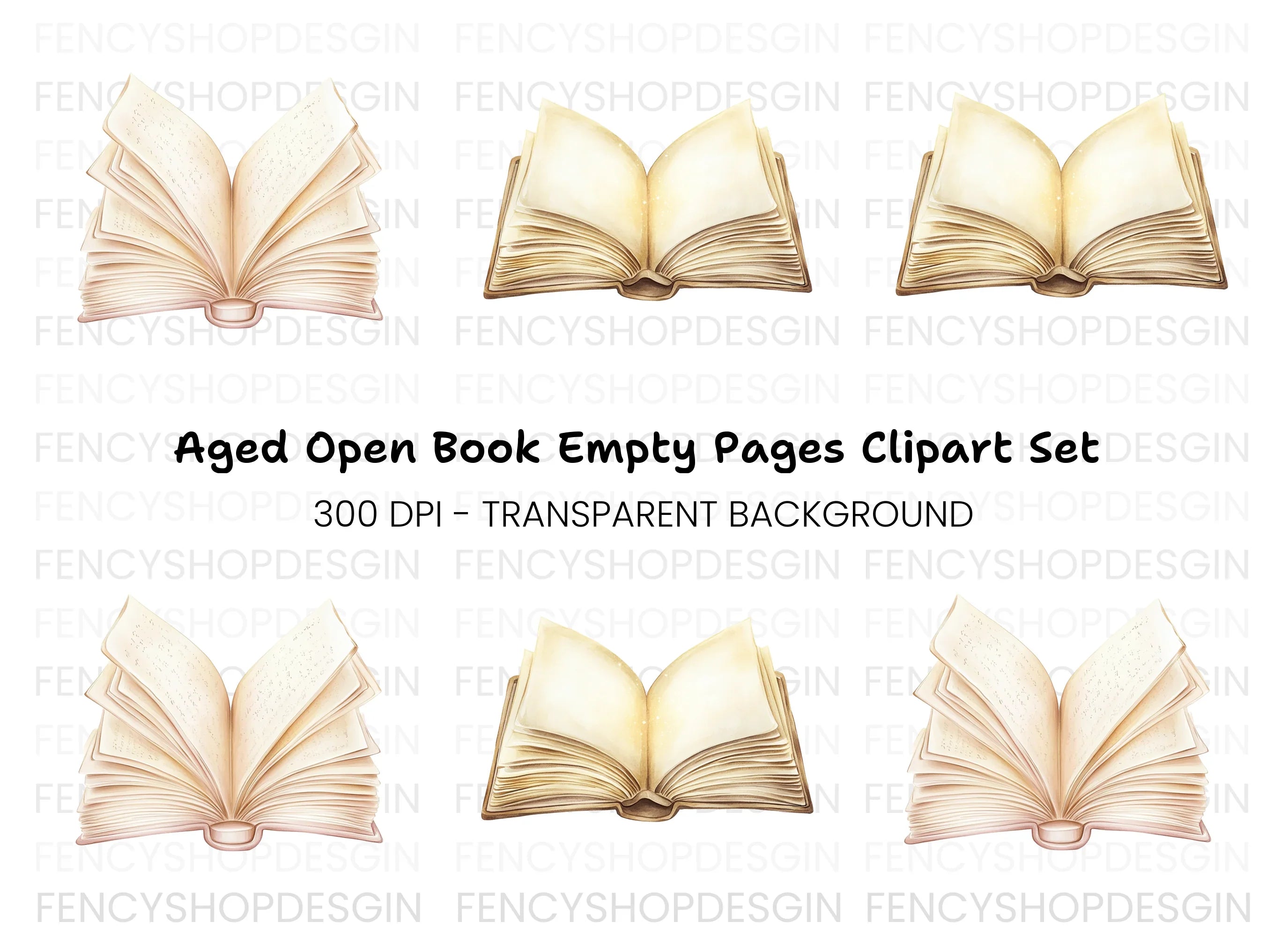 Open Vintage Books Clipart Bundle
