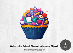 School Elements Cupcake Clipart Bundle - CraftNest - Digital Crafting and Art