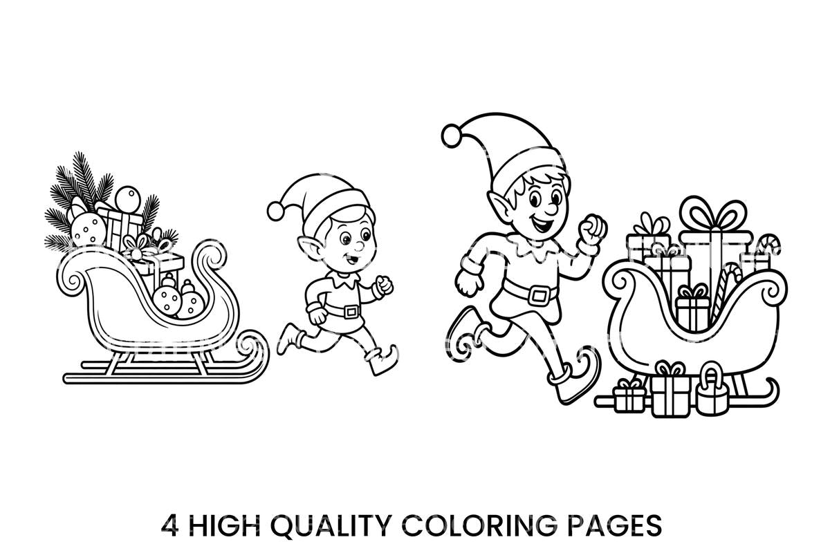 Christmas Elf Sleigh Fun Coloring Books