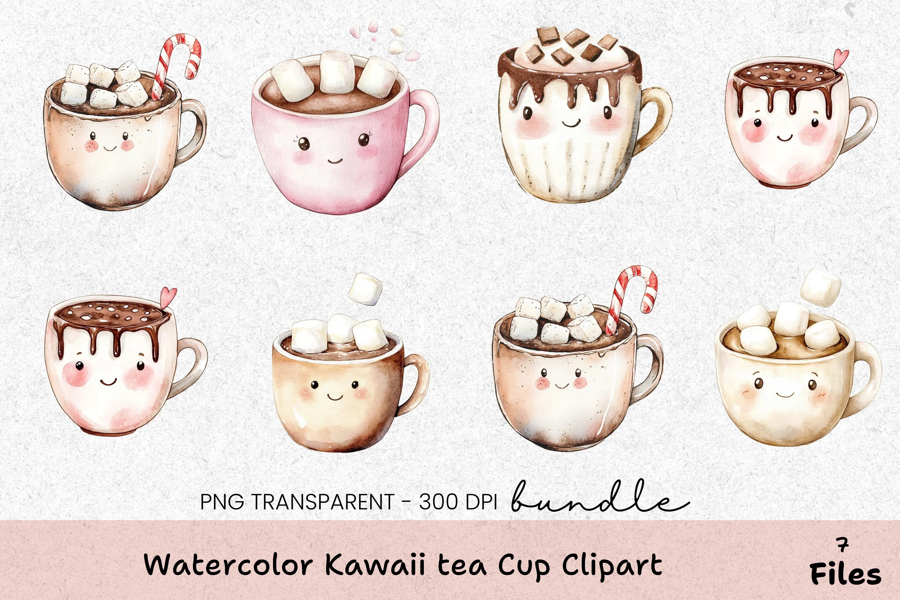 Kawaii Tea Cup Clipart Bundle - CraftNest - Digital Crafting and Art