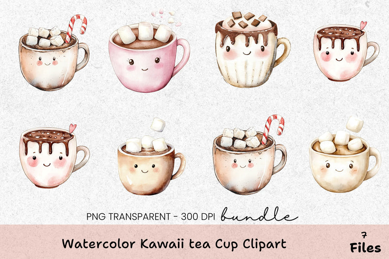 Kawaii Tea Cup Clipart Bundle - CraftNest - Digital Crafting and Art