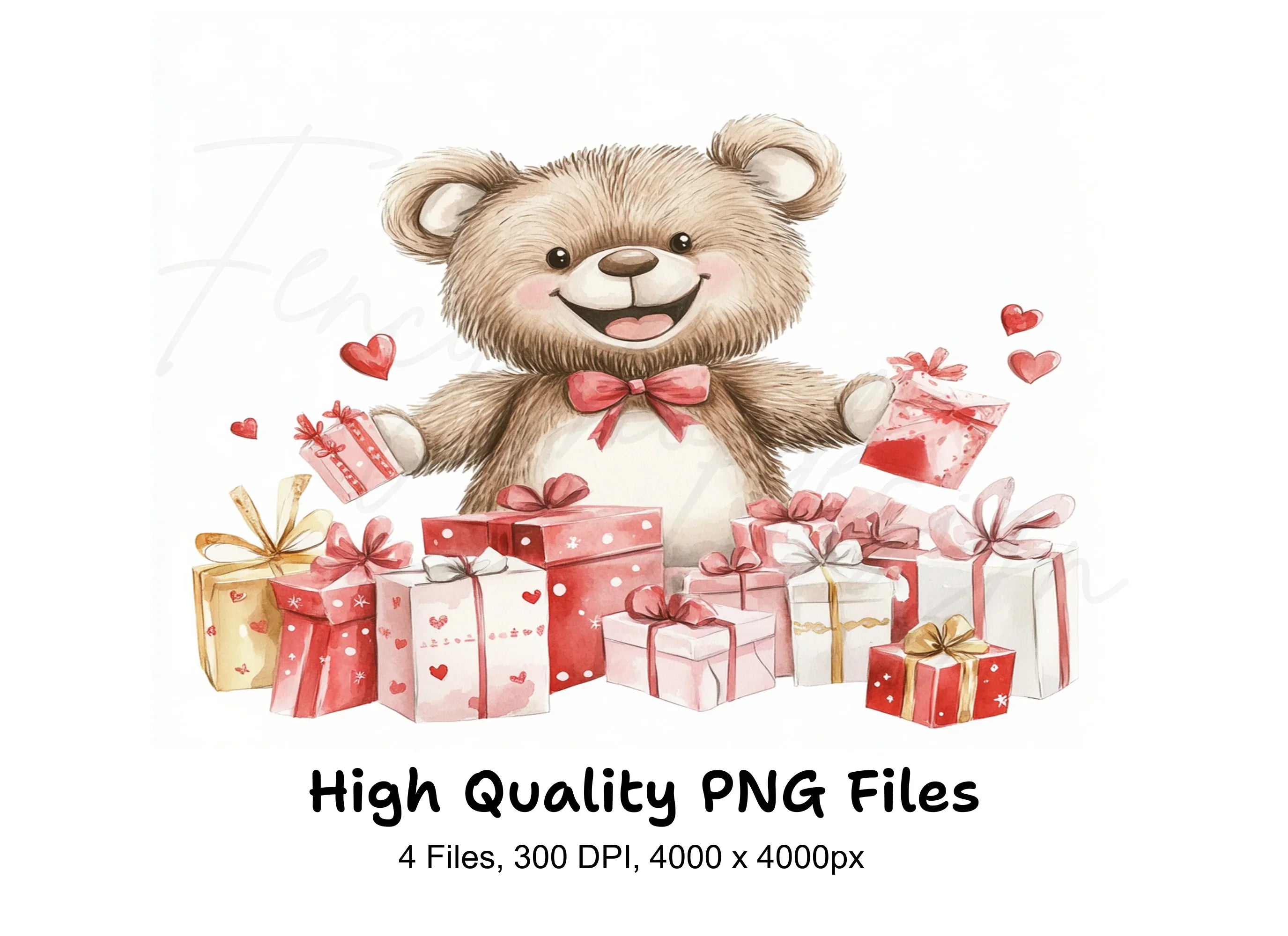 Happy Teddy Bear Gifts Clipart Bundle