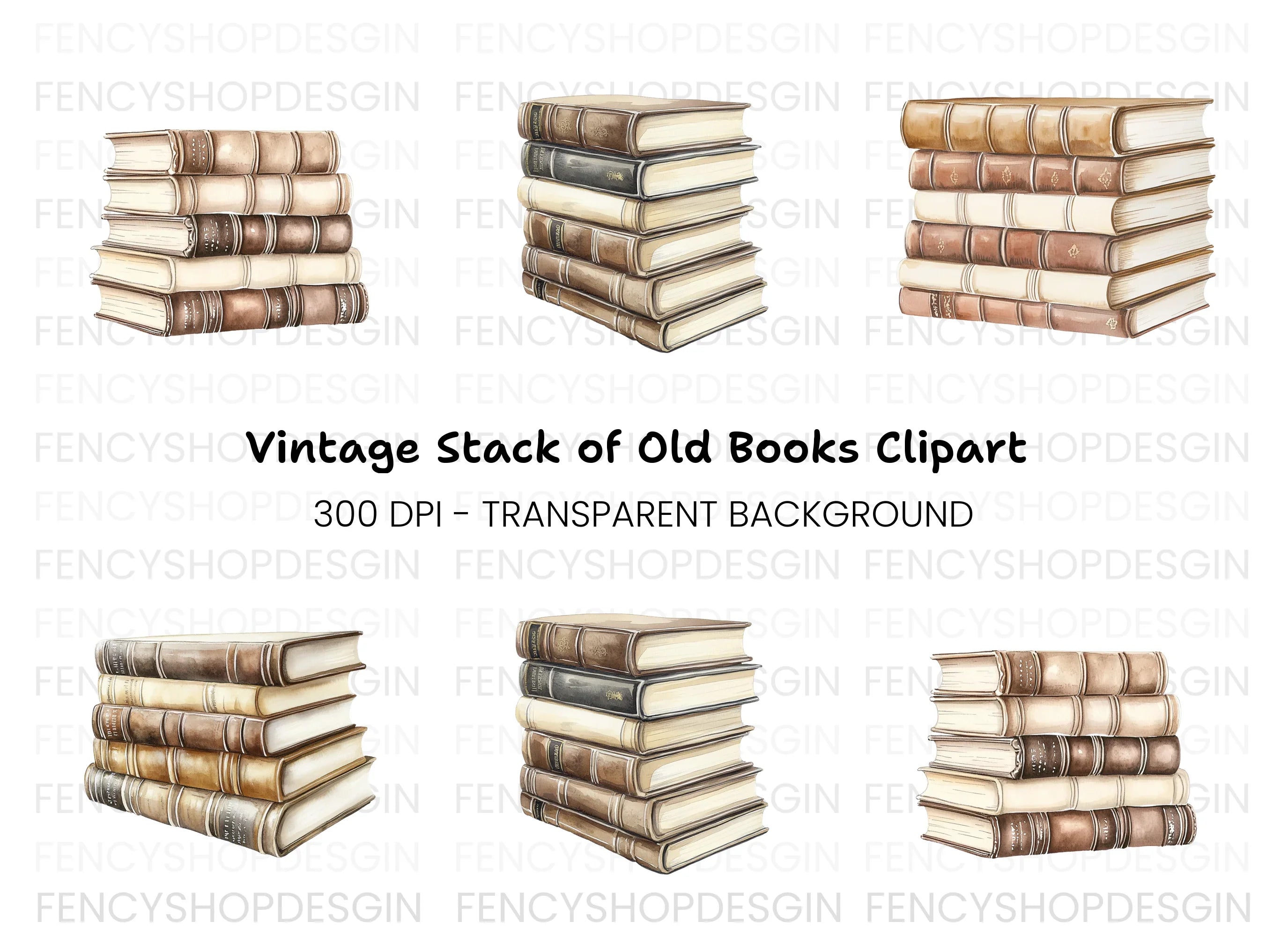 Vintage Book Stacks Clipart Bundle