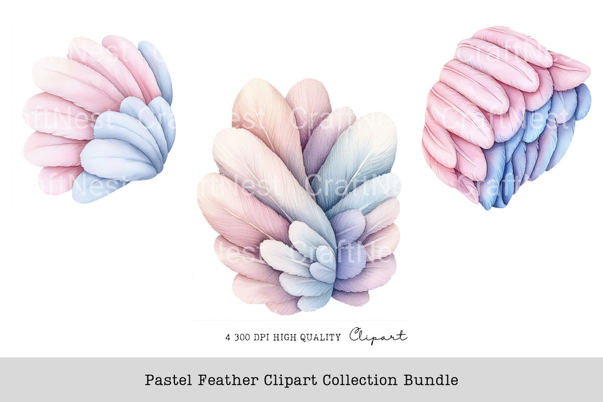 Pastel Feather Clipart Bundle