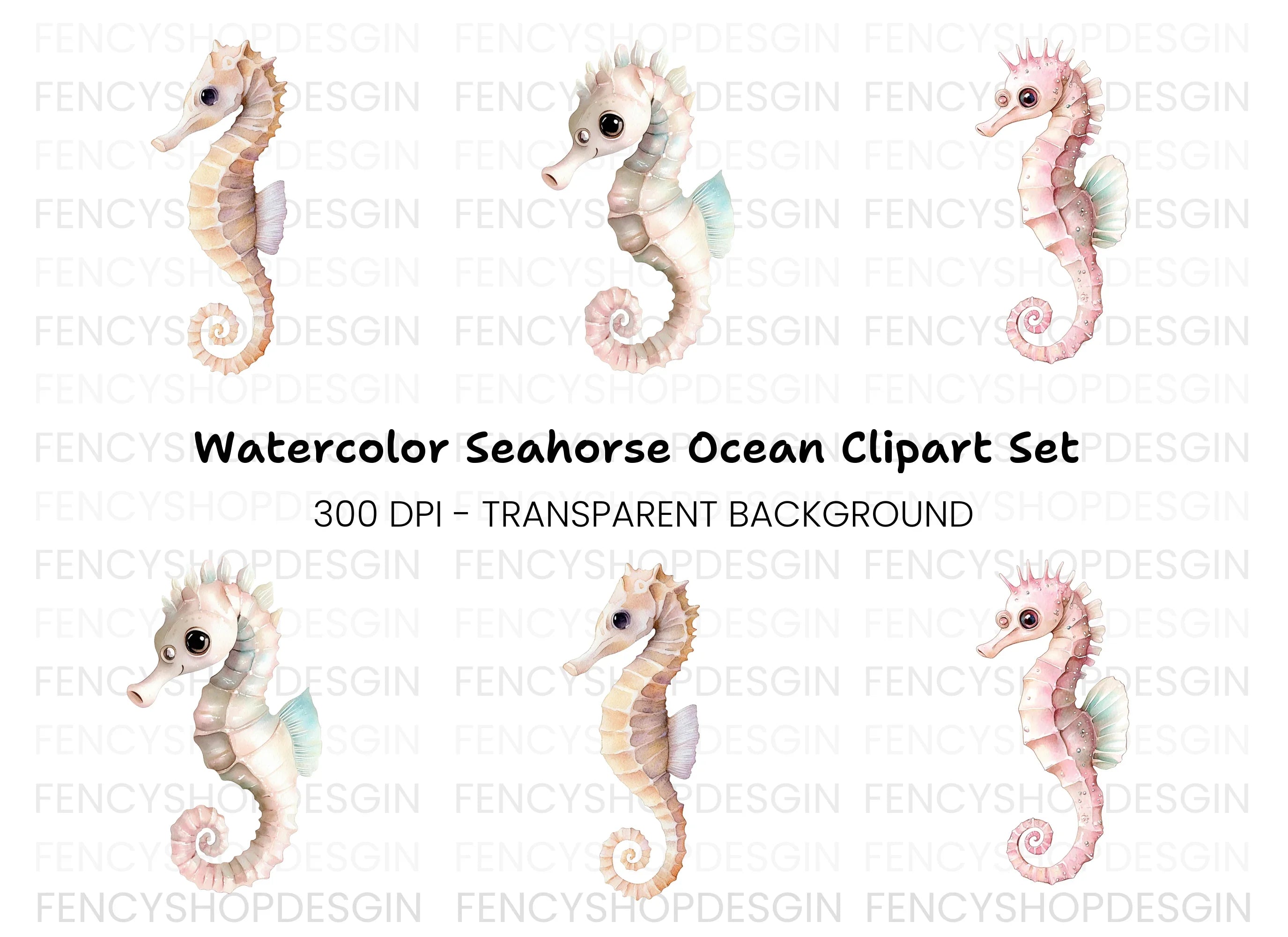 Cute Seahorse Clipart Bundle