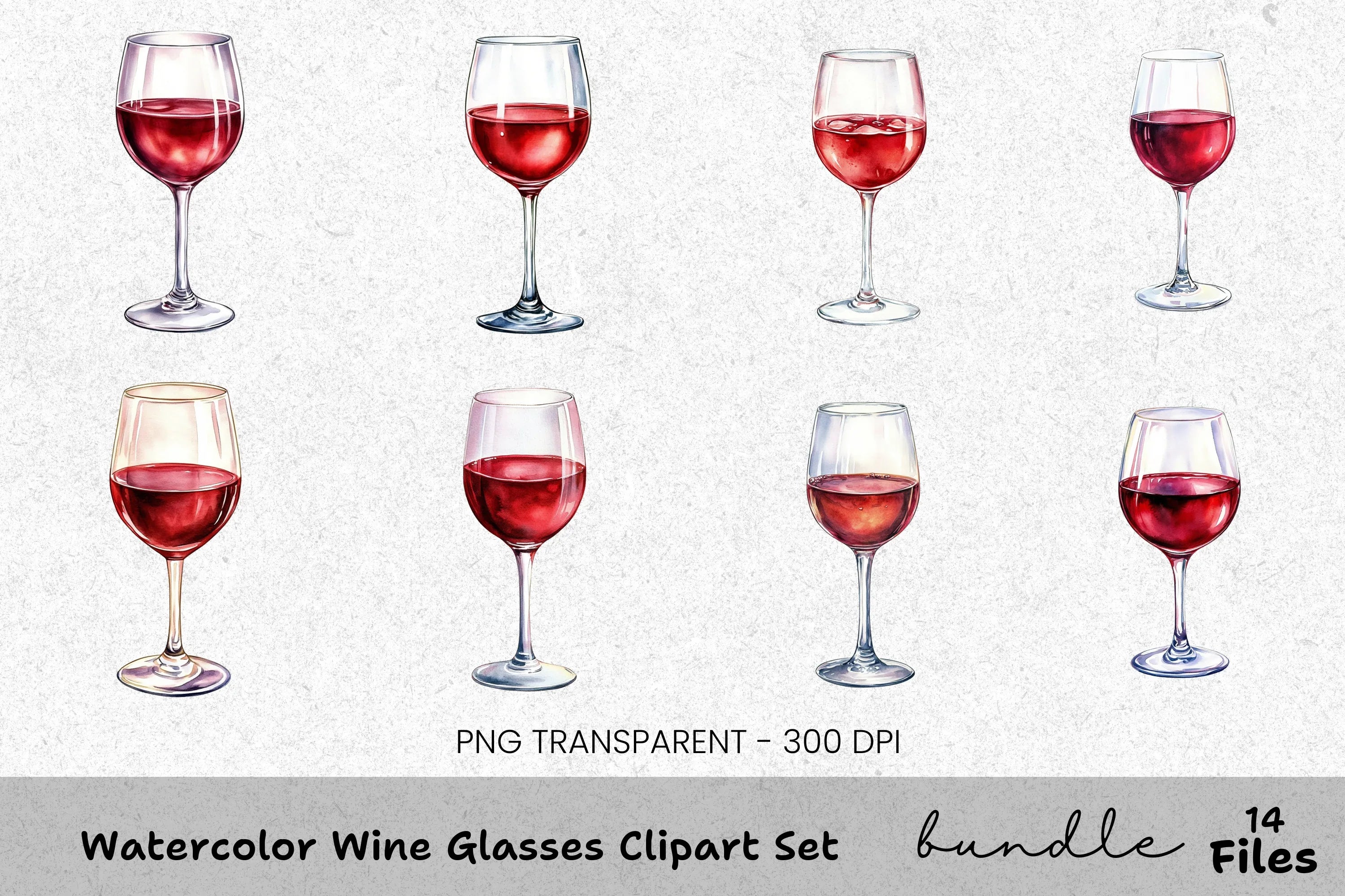 Wine Glasses Clipart Bundle