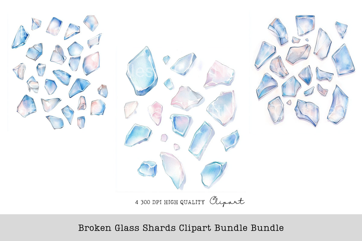 Broken Glass Shards Clipart Bundle