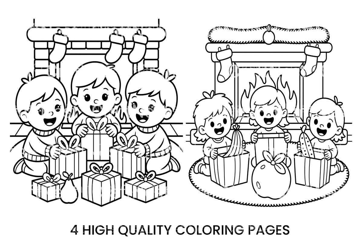Christmas and Fruit Basket Coloring Books