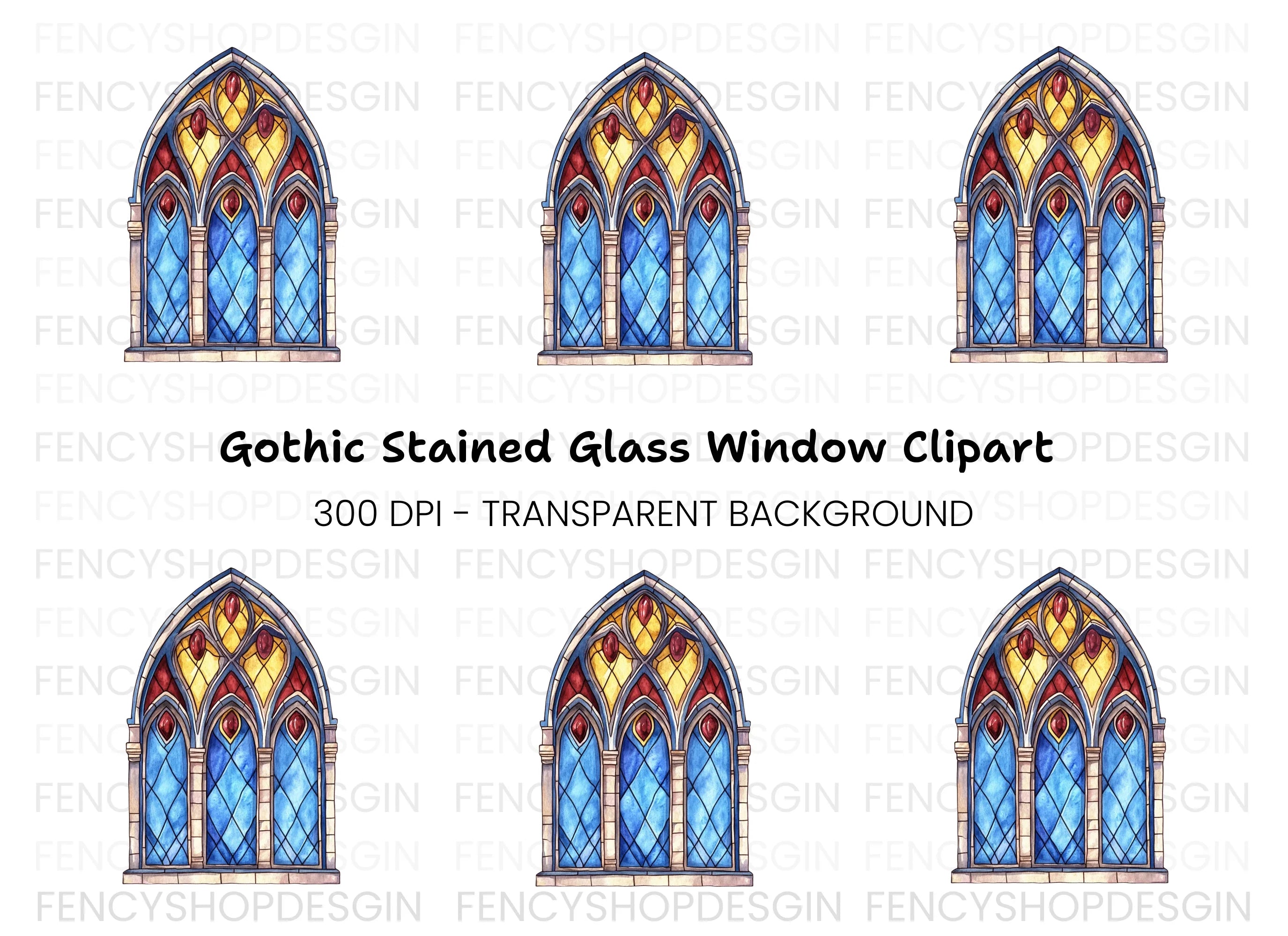 Stained Glass Window Clipart Bundle