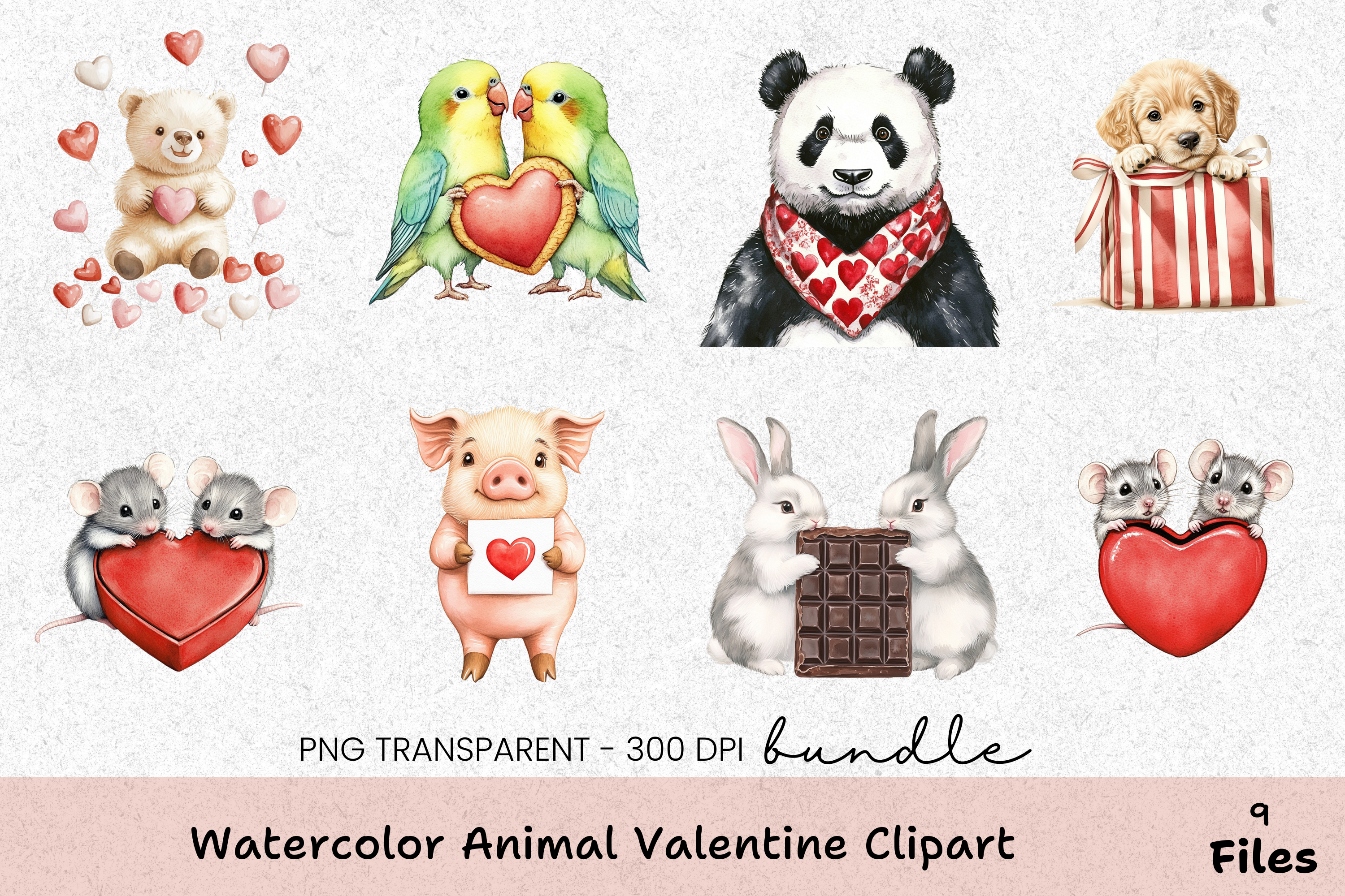 Animal Valentine's Clipart Bundle