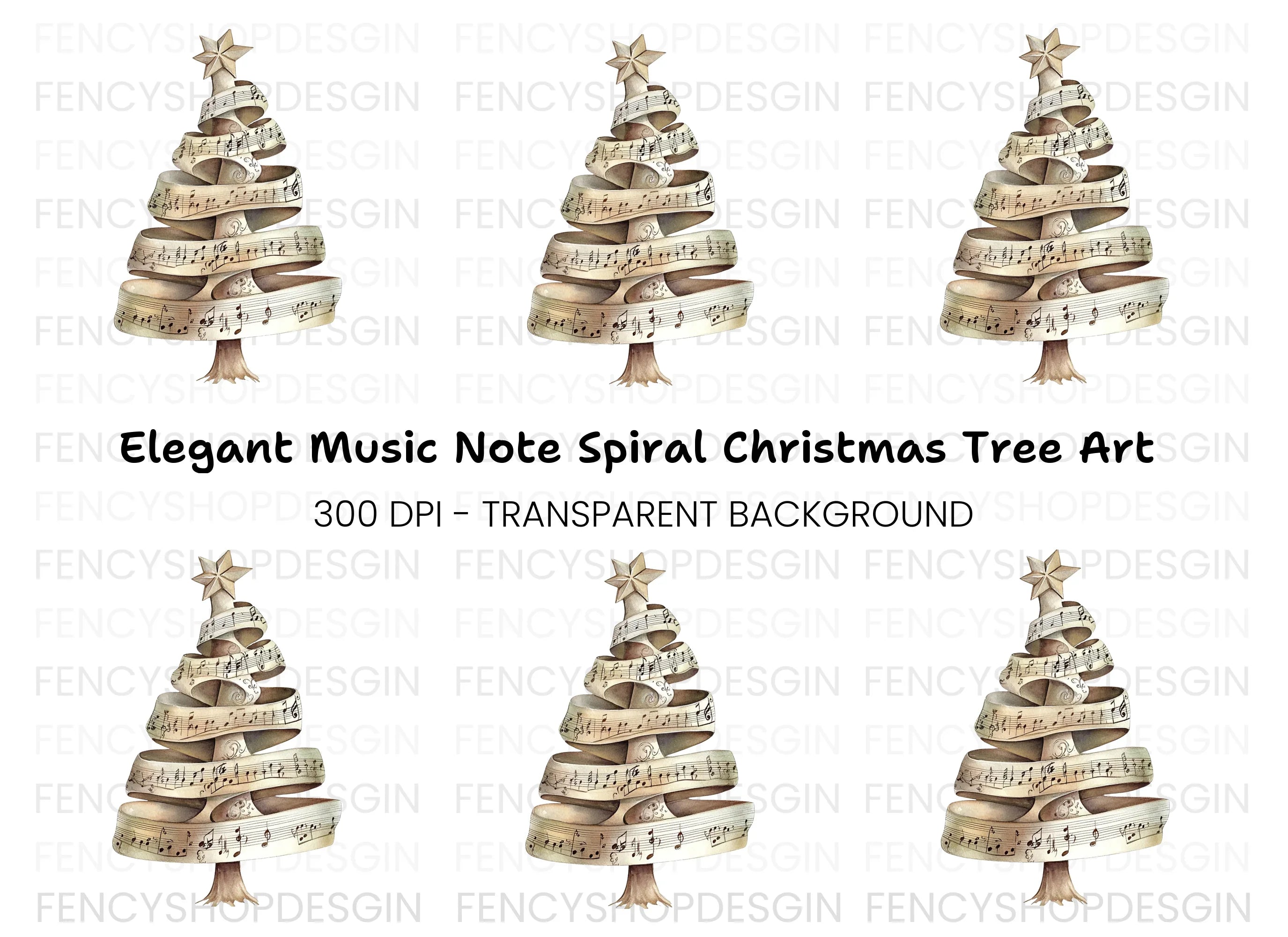 Musical Christmas Tree Clipart Bundle
