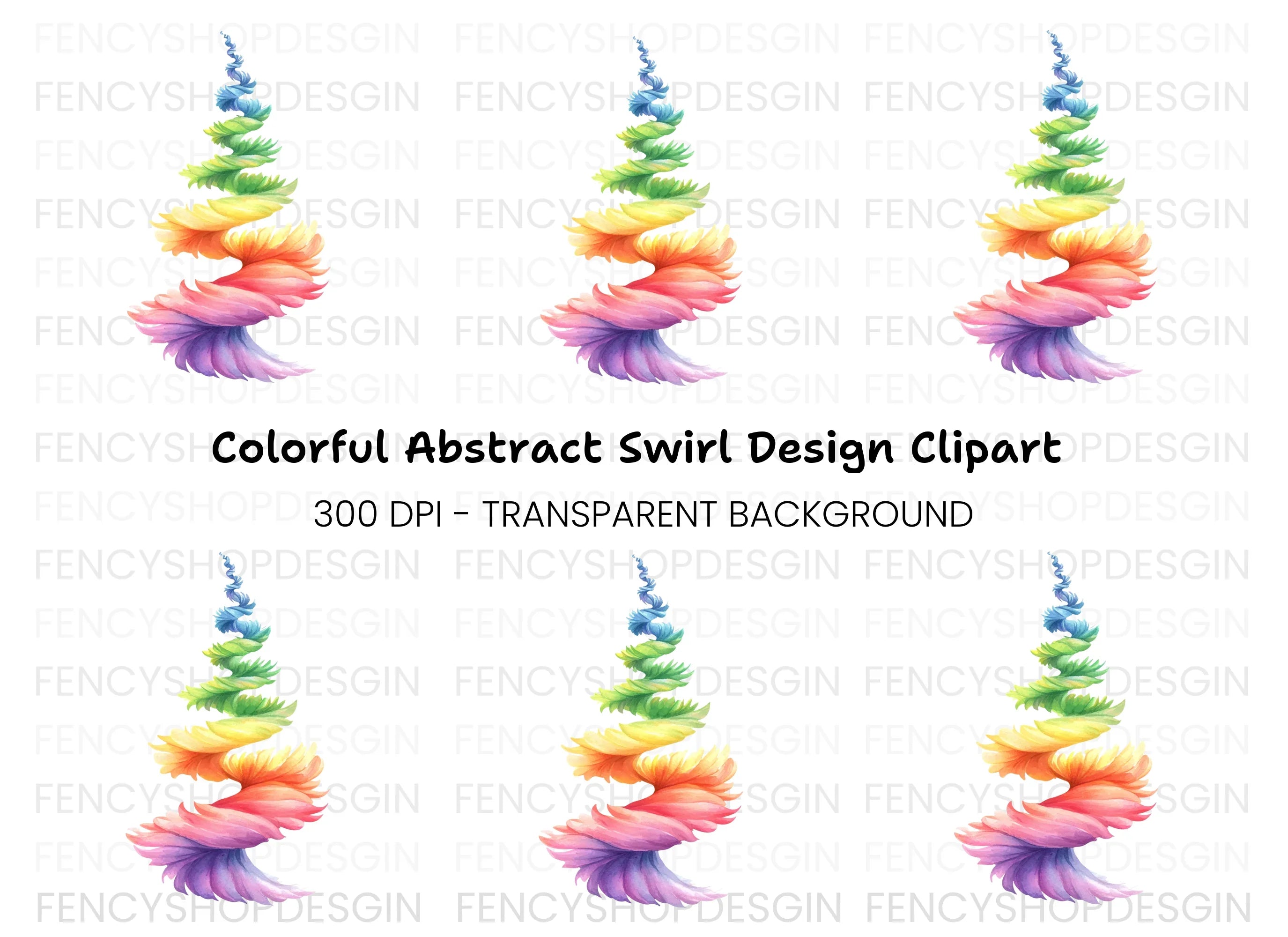 Spiral Rainbow Feather Tower Clipart Bundle
