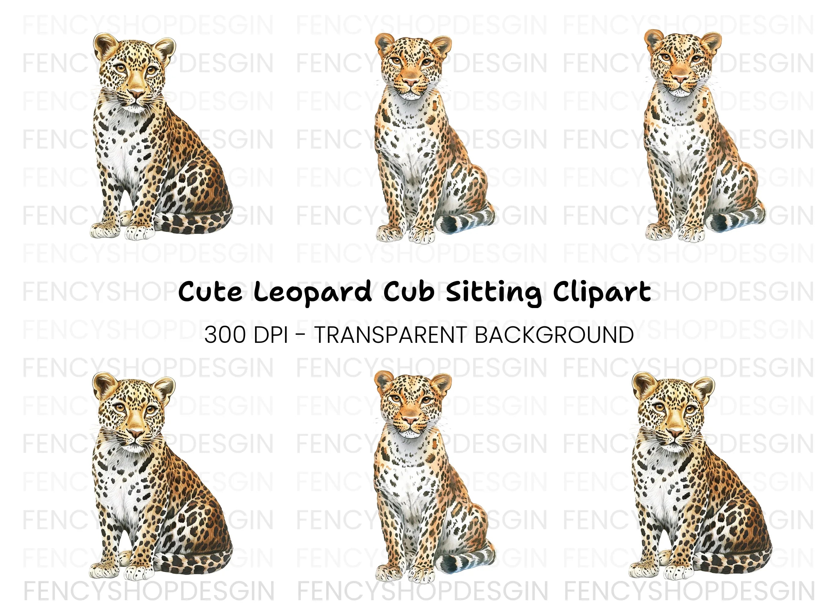 Sitting Leopard Clipart Bundle