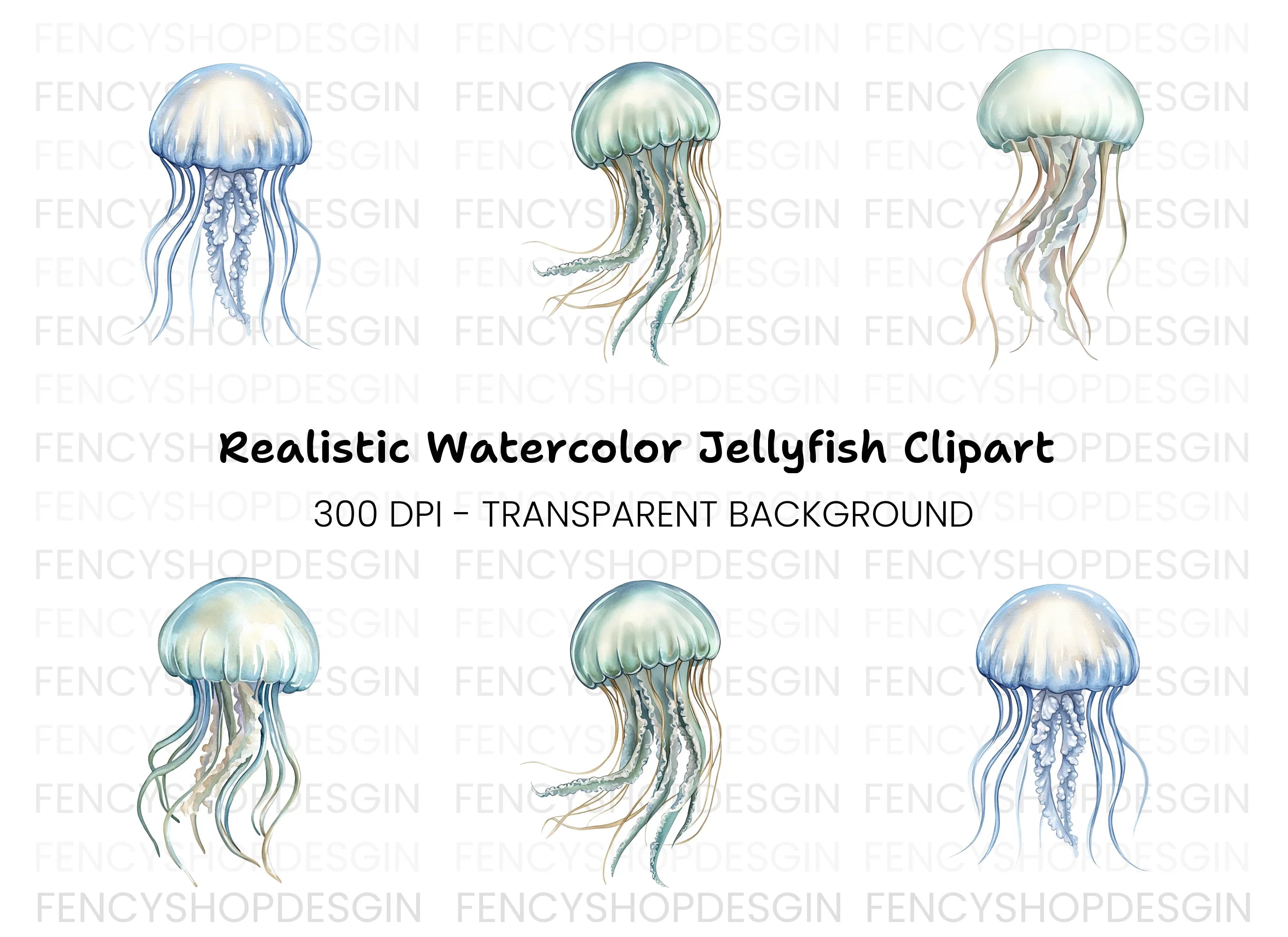 Colorful Jellyfish Clipart Bundle