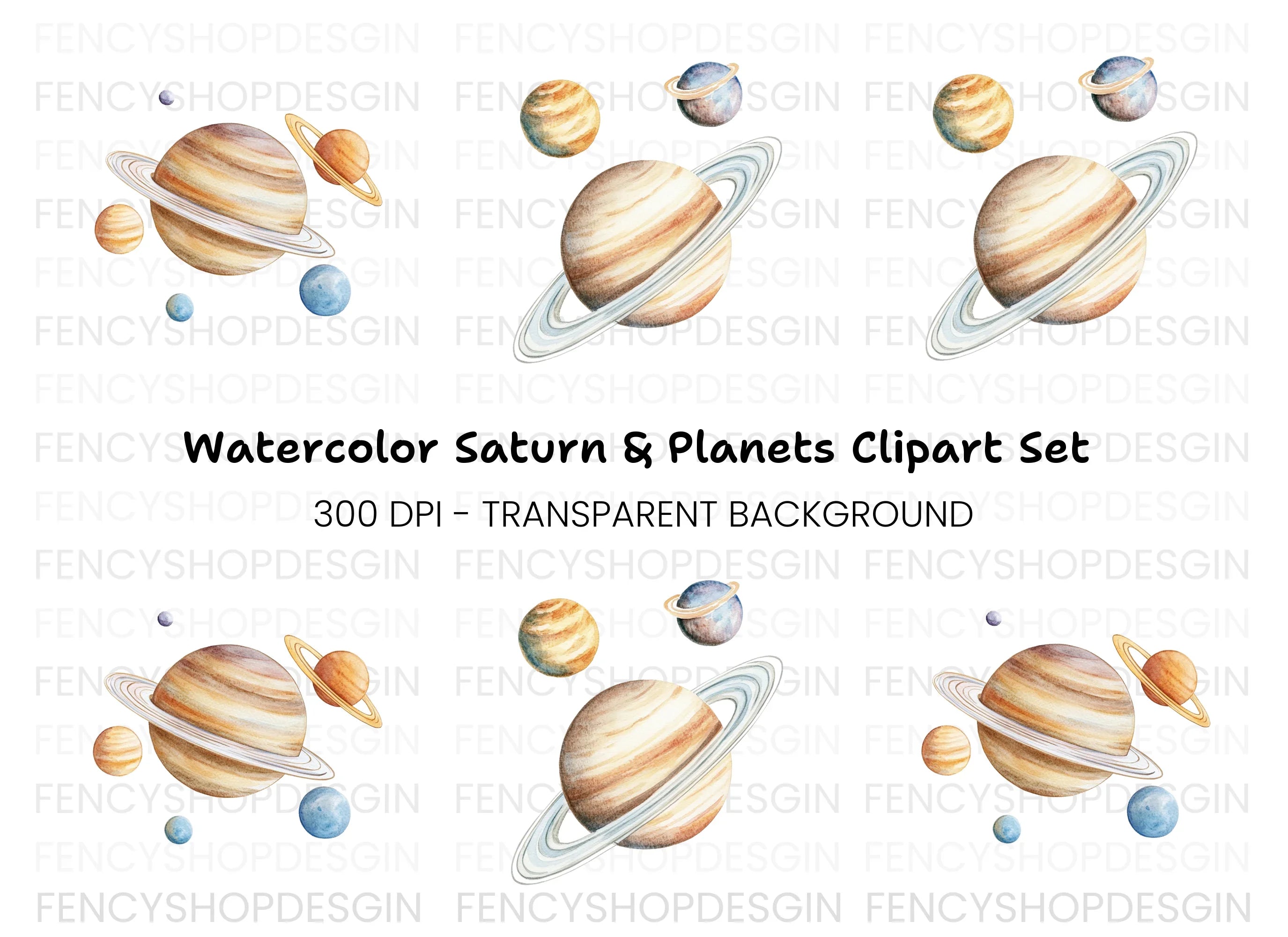 Solar System Planets Clipart Bundle