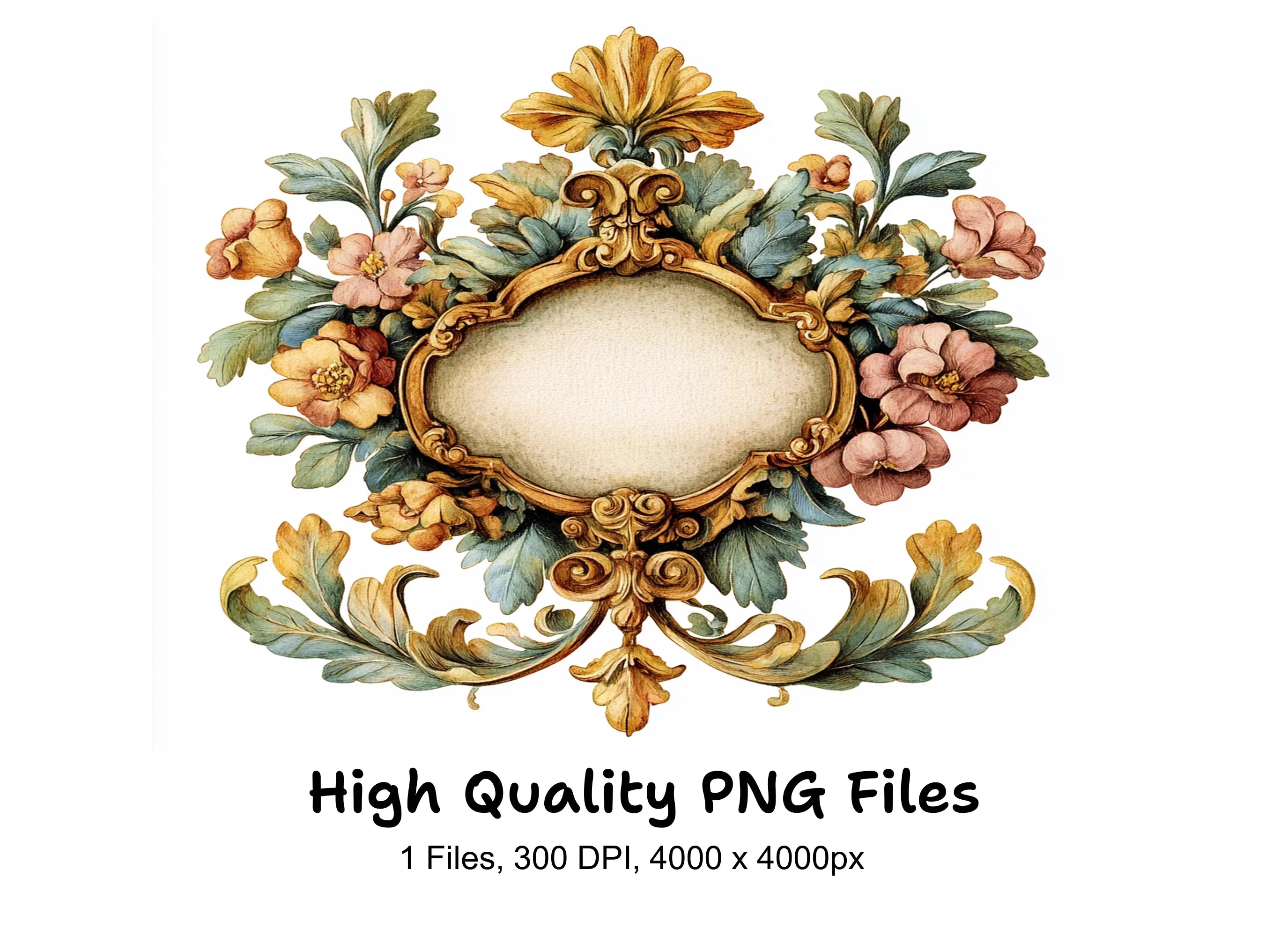 Ornate Floral Frame Clipart Bundle